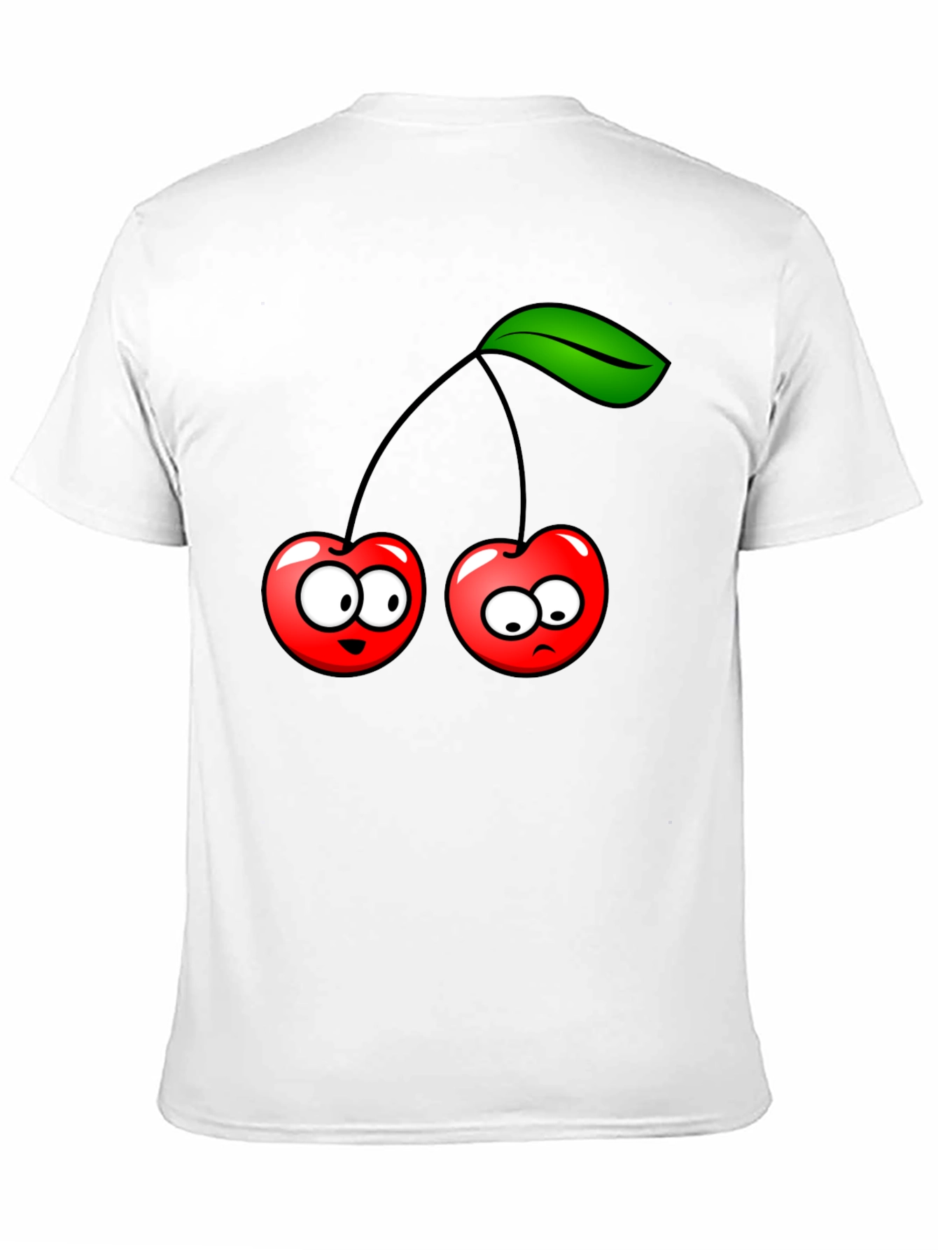 Funny Cherry Cartoon Black T-Shirt