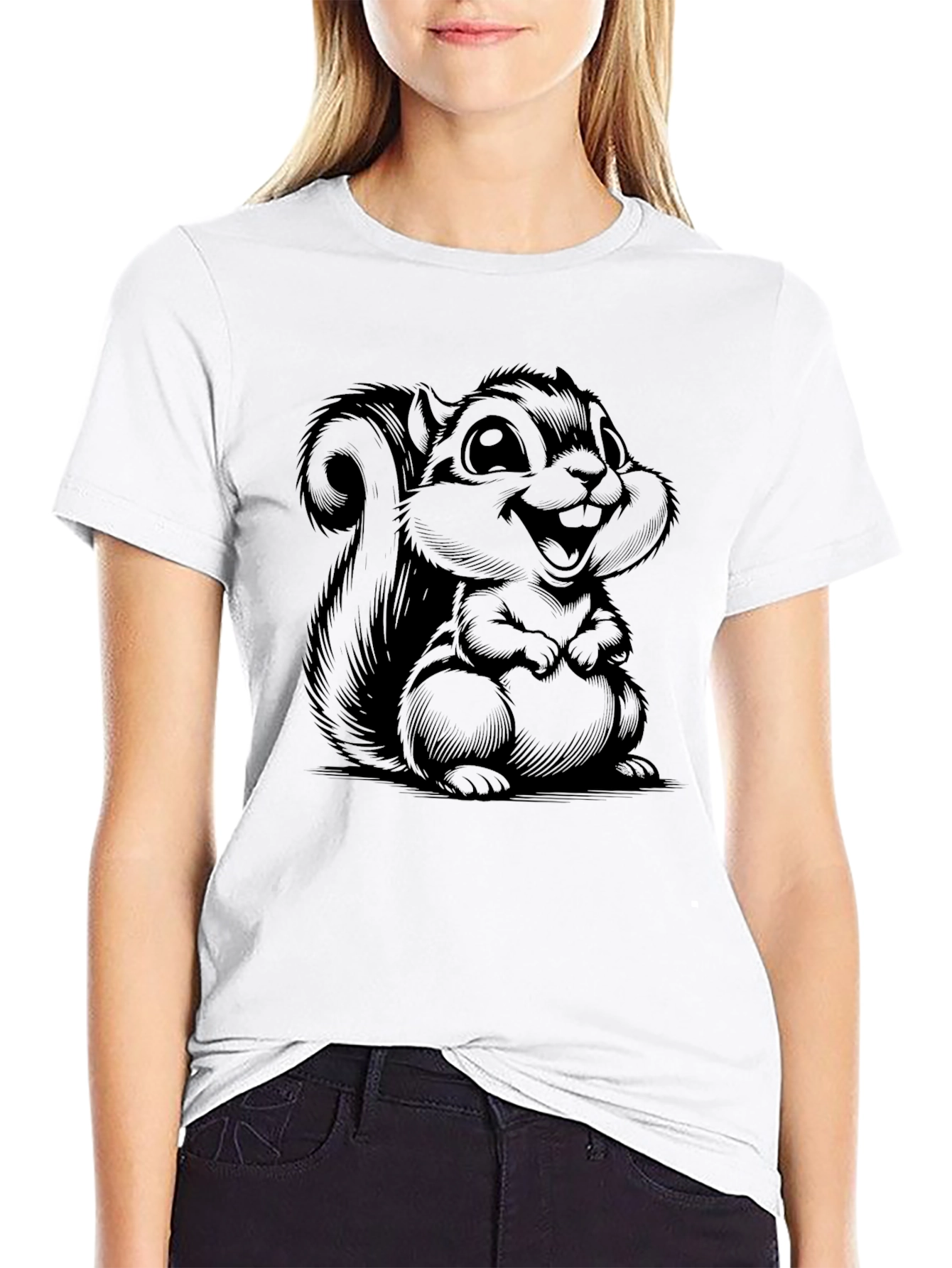 Squirrel Graphic T-Shirt - Black Cotton Tee