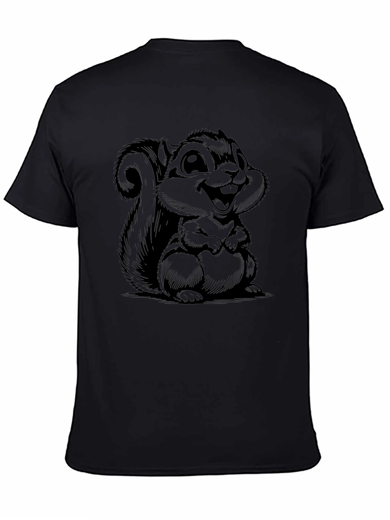 Squirrel Graphic T-Shirt - Black Cotton Tee
