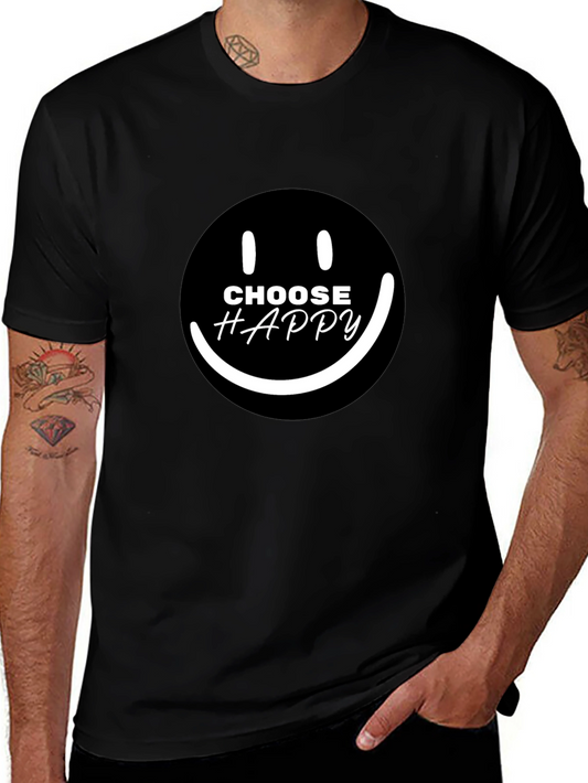 Choose Happy Smiley Face Graphic Black T-Shirt