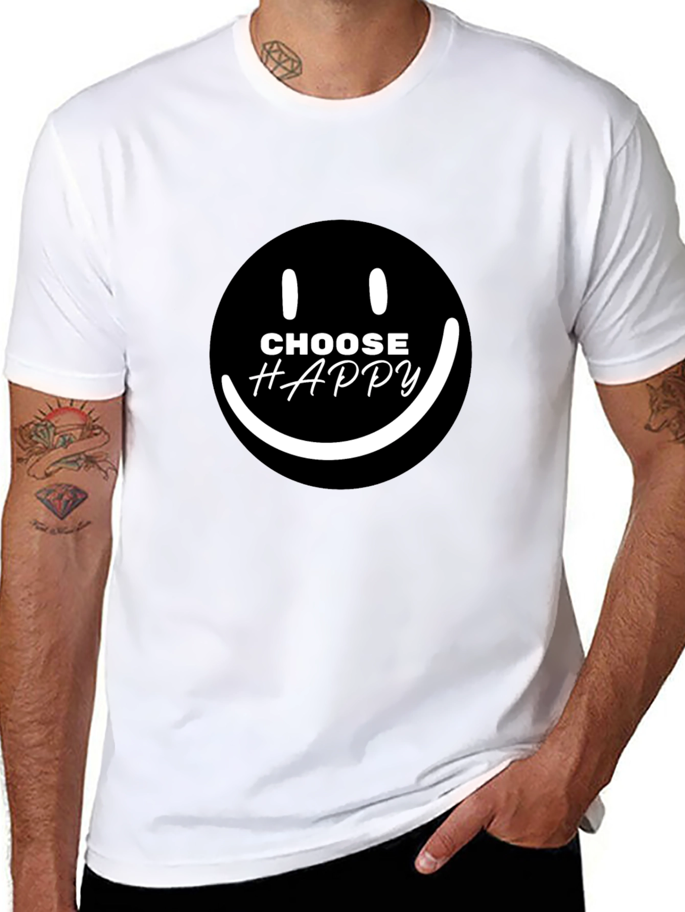 Choose Happy Smiley Face Graphic Black T-Shirt