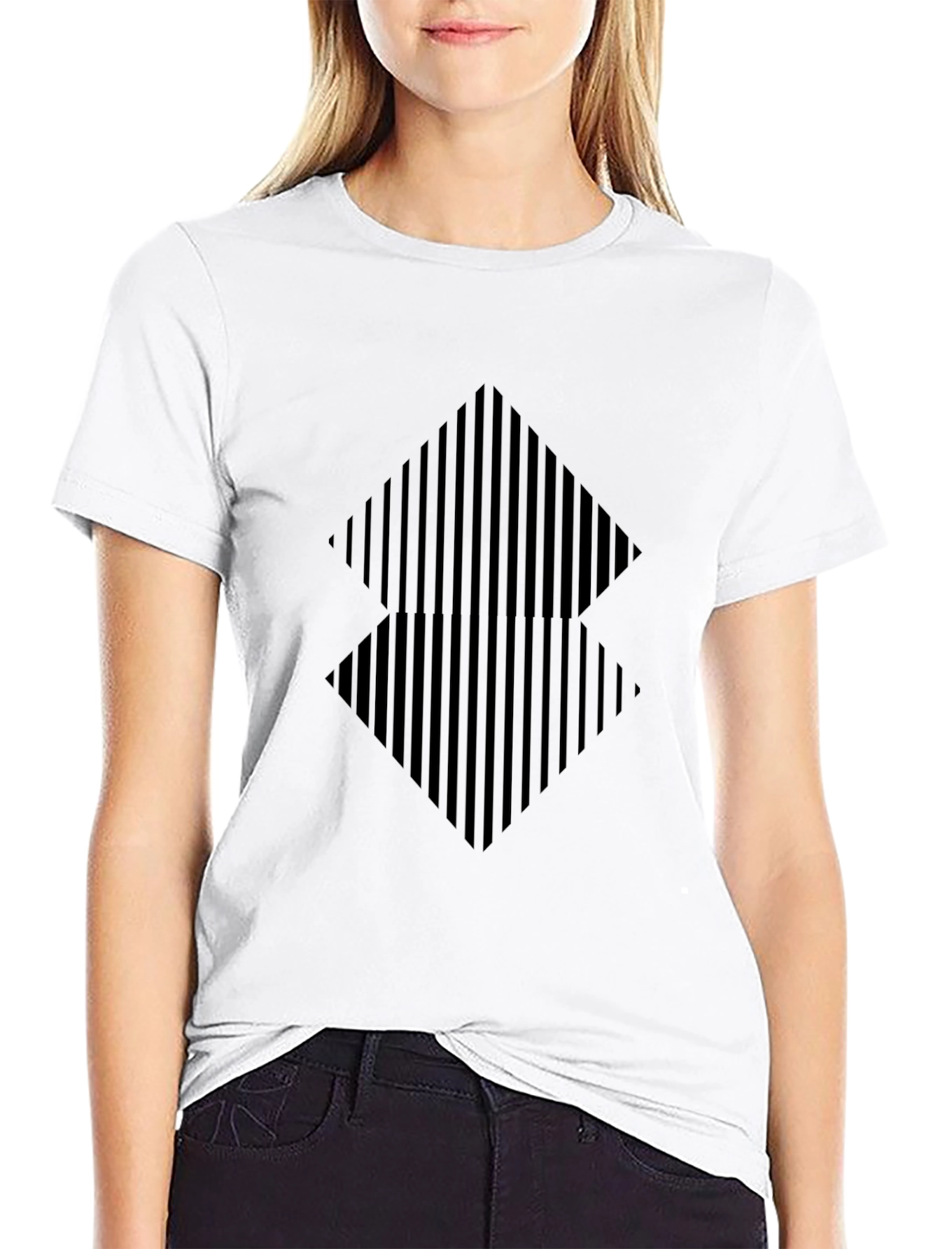 Modern Geometric Graphic Tee - Black Diamond Design