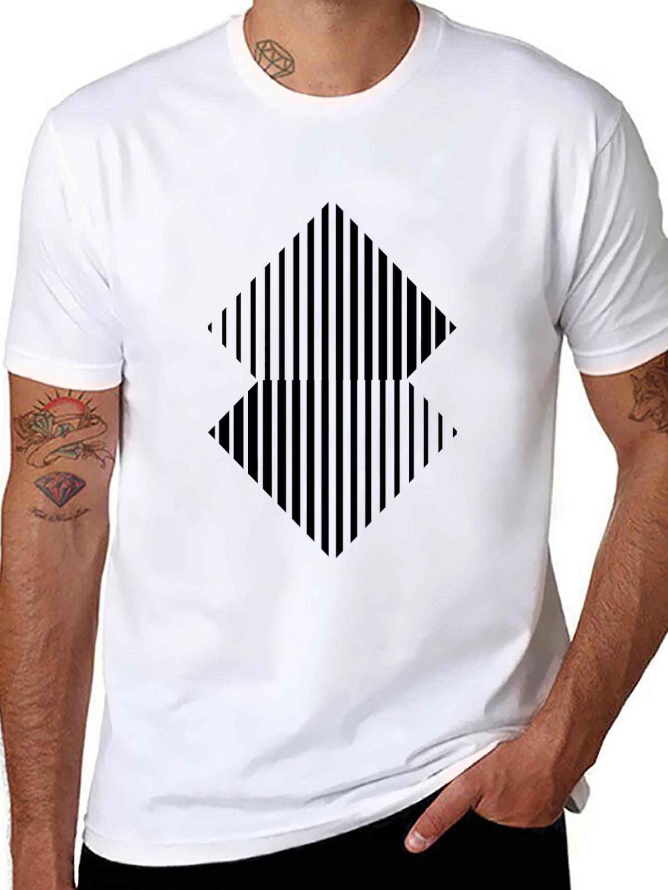 Modern Geometric Graphic Tee - Black Diamond Design