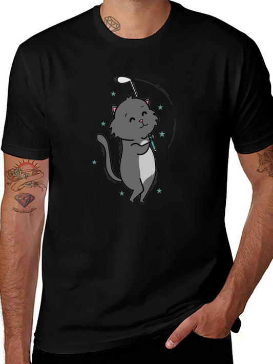 Golfing Cat T-Shirt - Whimsical Tee for Cat Lovers