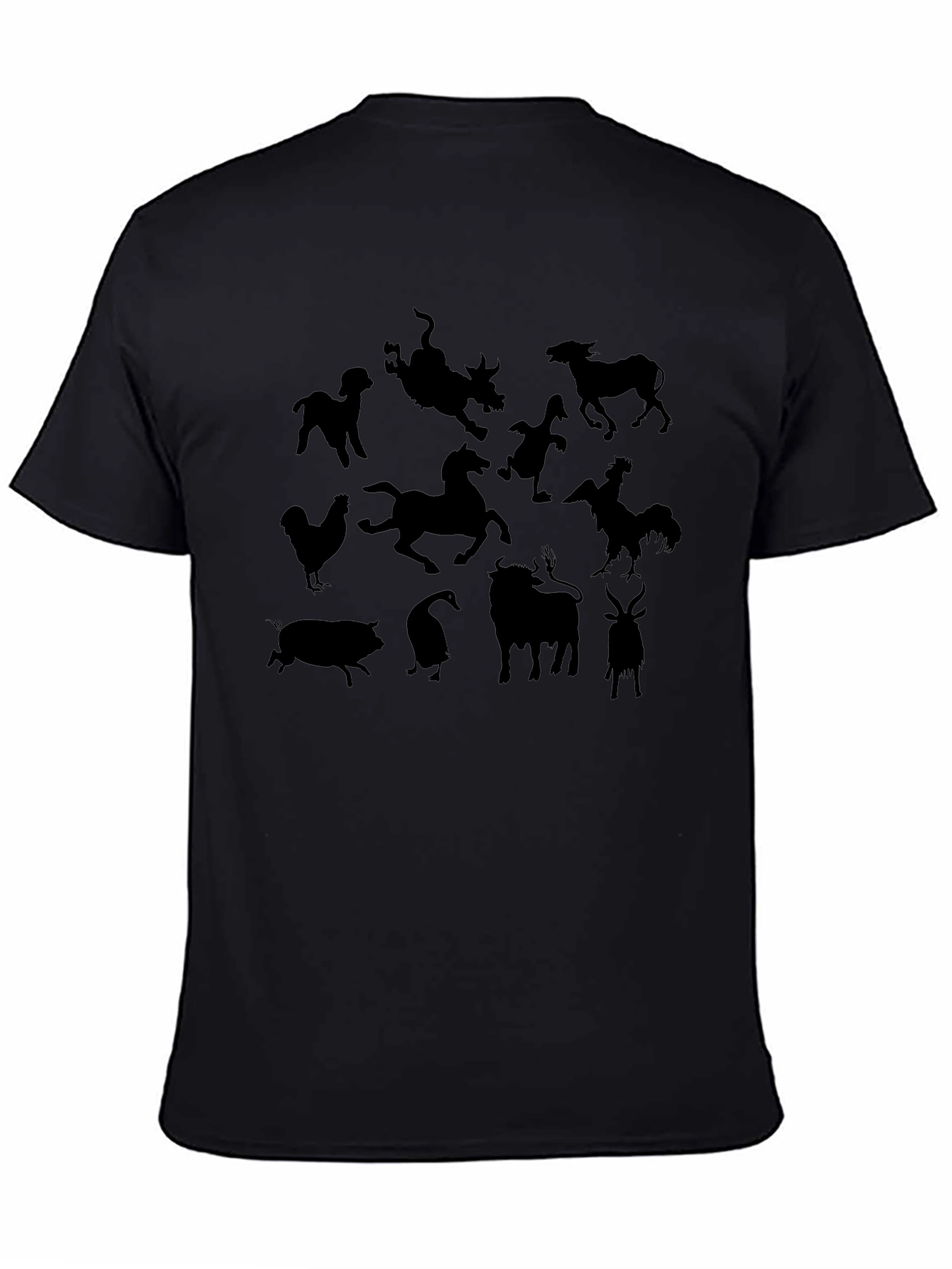 Black Farm Animal Silhouette Graphic Tee
