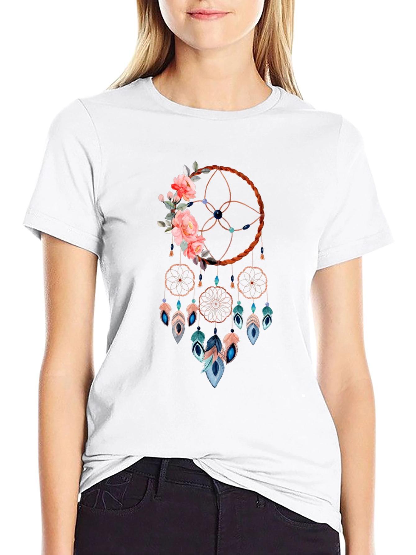 Dreamcatcher Floral T-Shirt - Bohemian Style