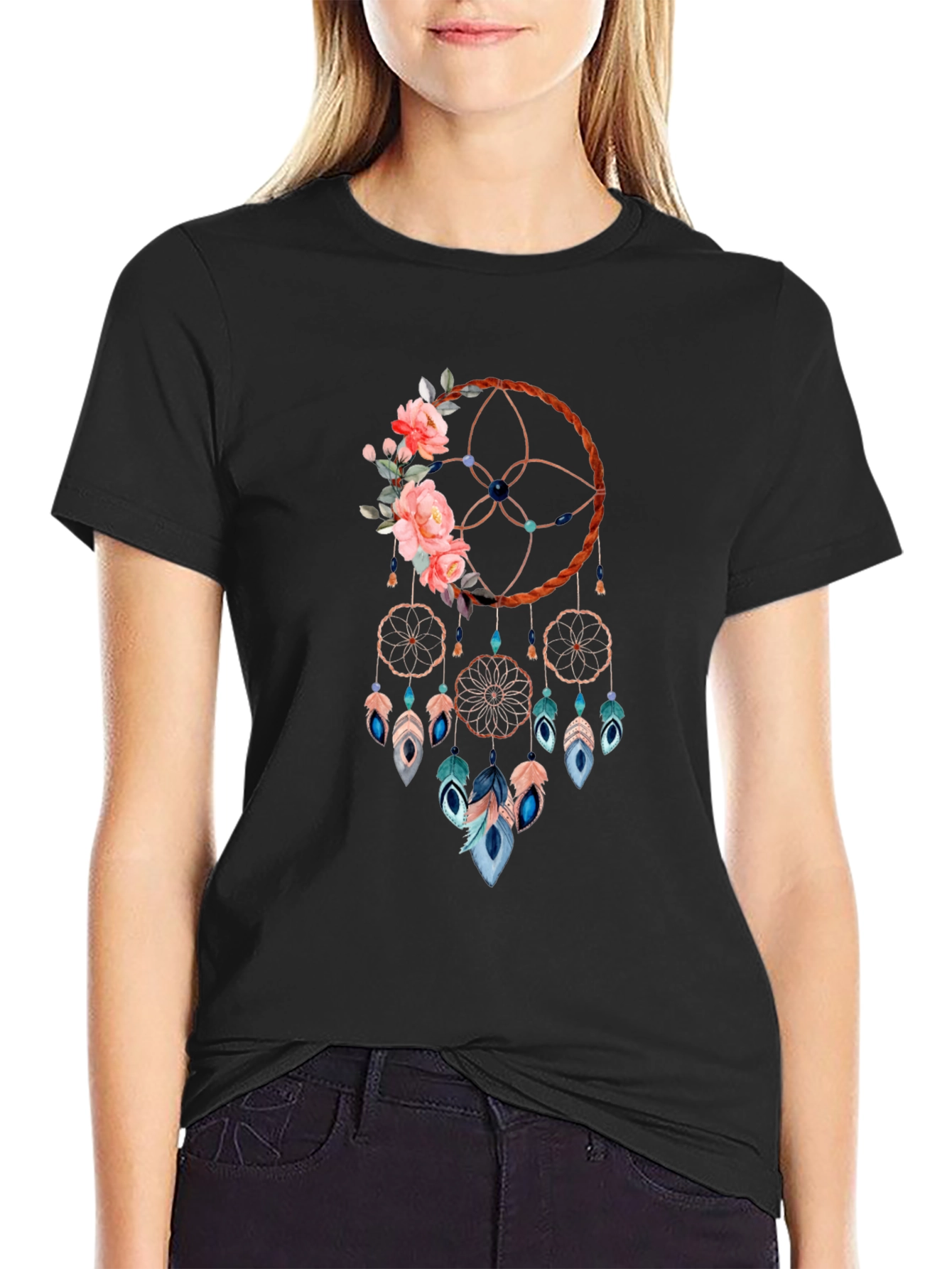 Dreamcatcher Floral T-Shirt - Bohemian Style