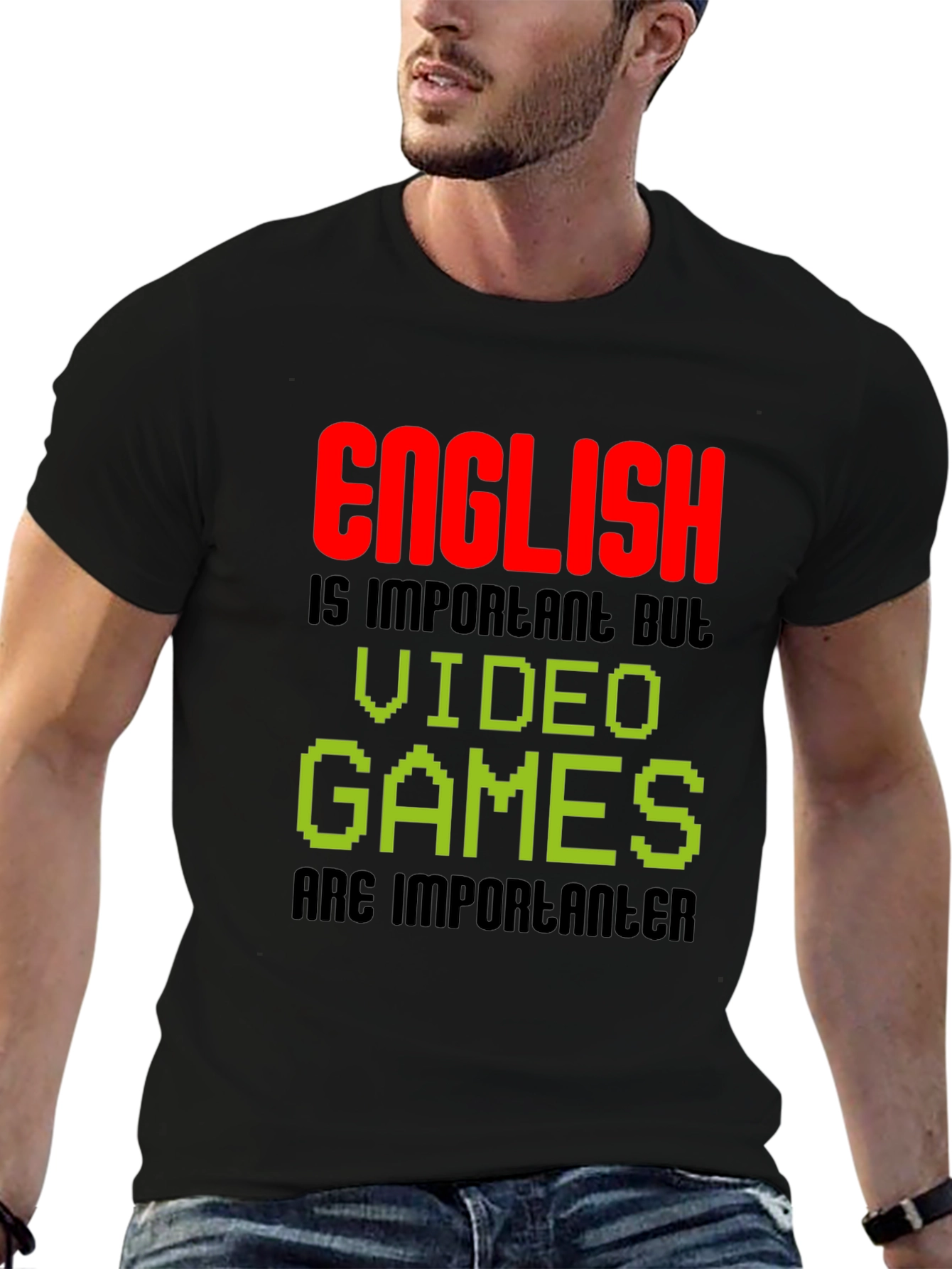 English vs. Video Games Graphic T-Shirt