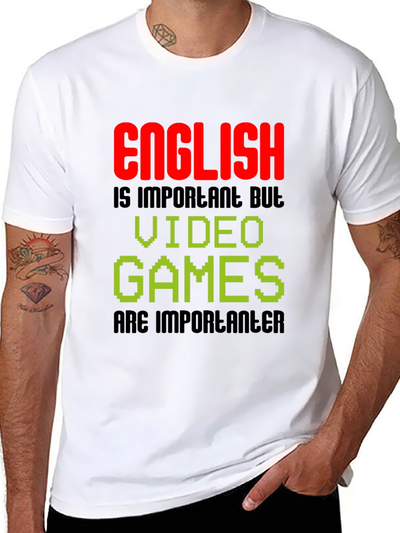 English vs. Video Games Graphic T-Shirt