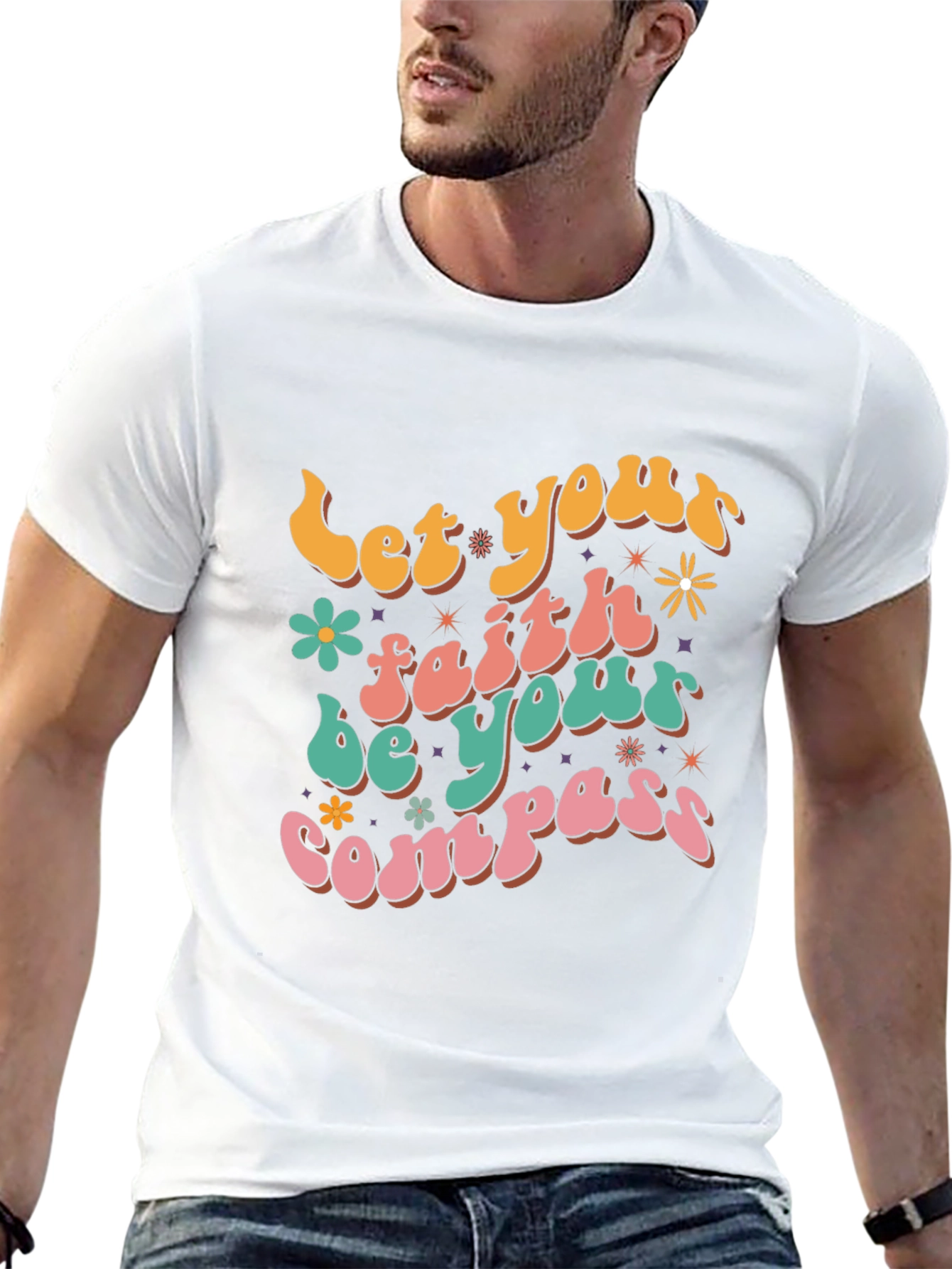 Faith Compass Graphic Tee - Retro Style
