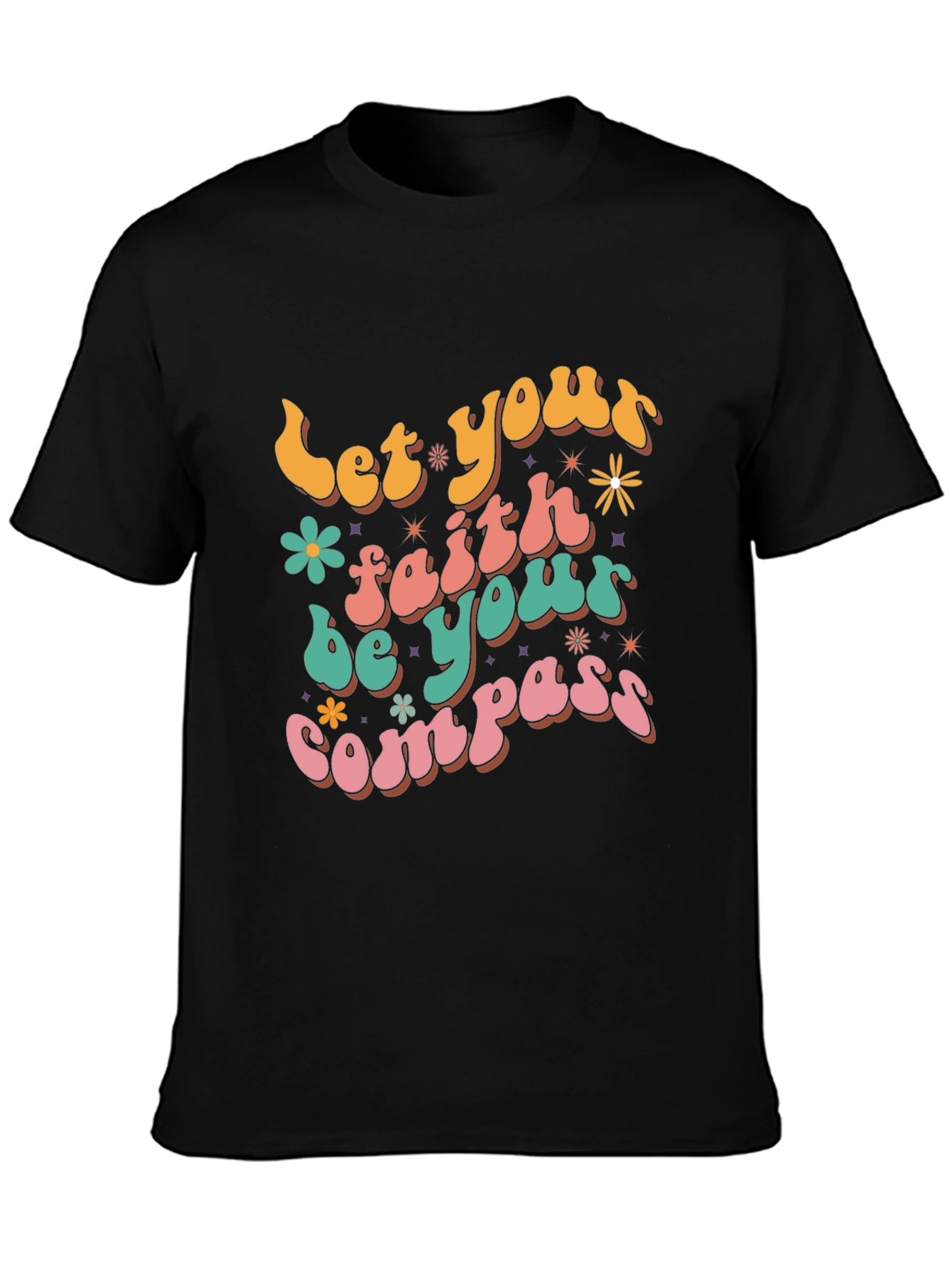 Faith Compass Graphic Tee - Retro Style