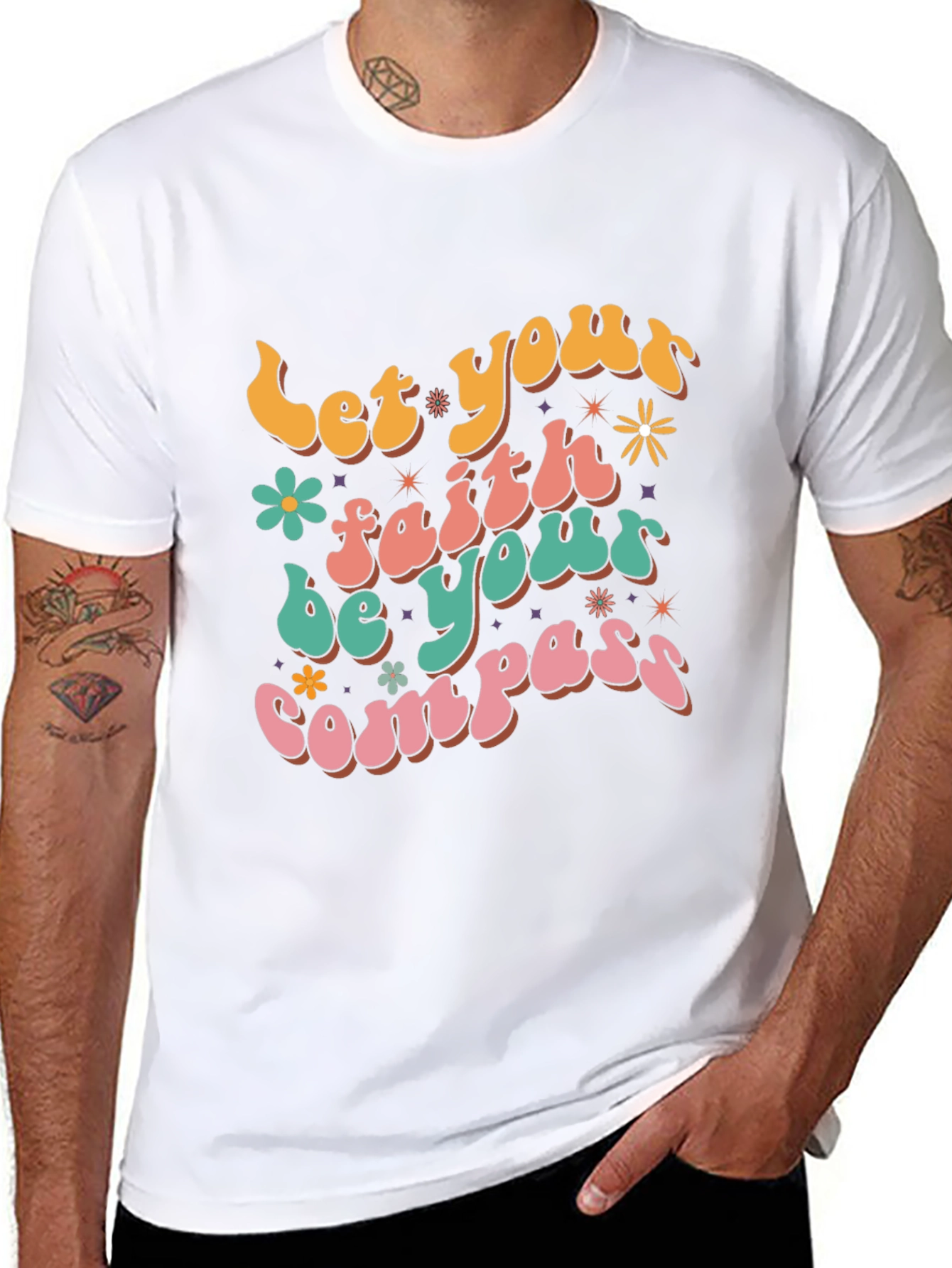 Faith Compass Graphic Tee - Retro Style