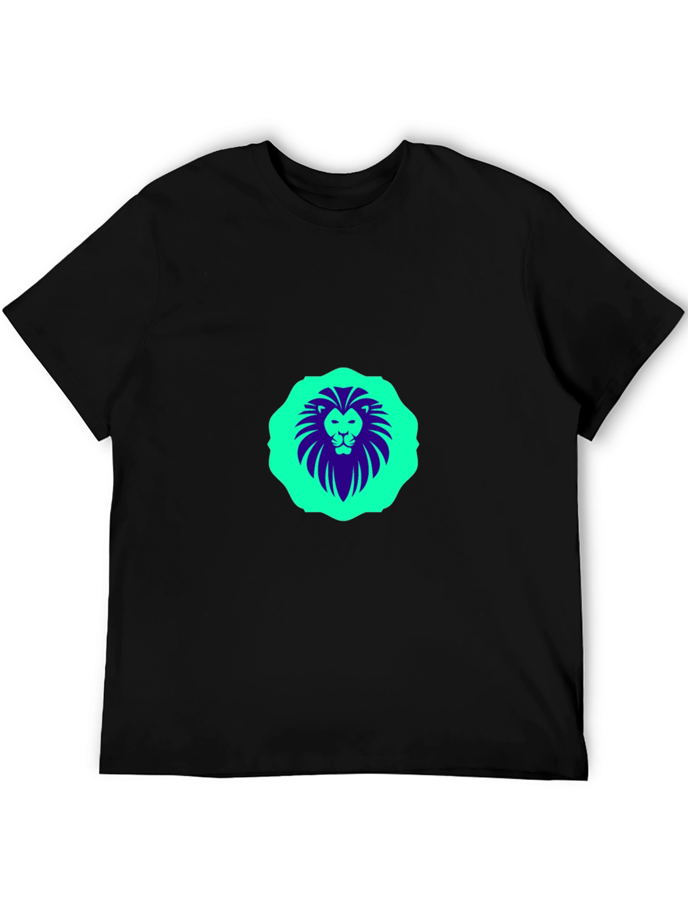 Lion Graphic Print Black Crew Neck T-Shirt