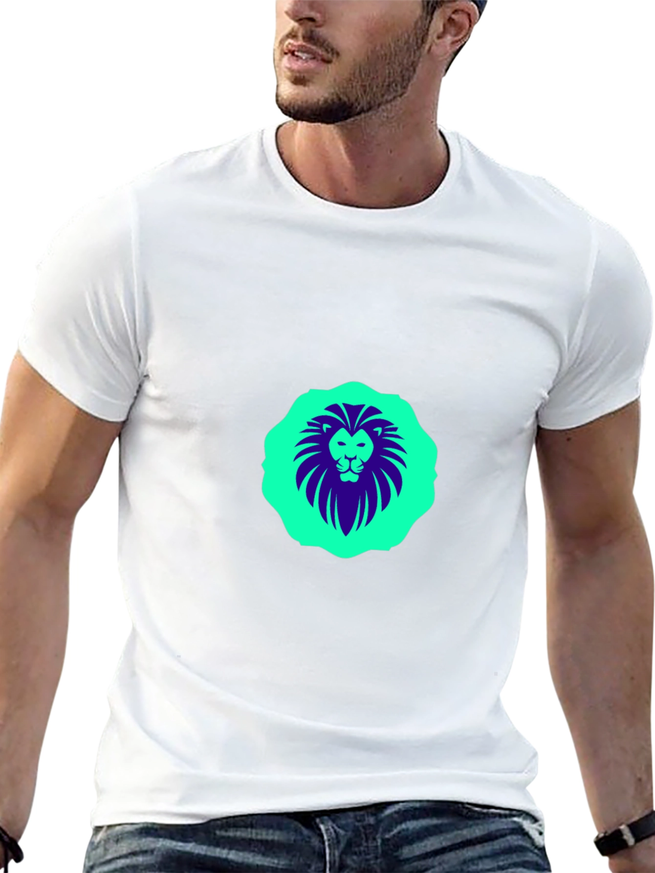 Lion Graphic Print Black Crew Neck T-Shirt