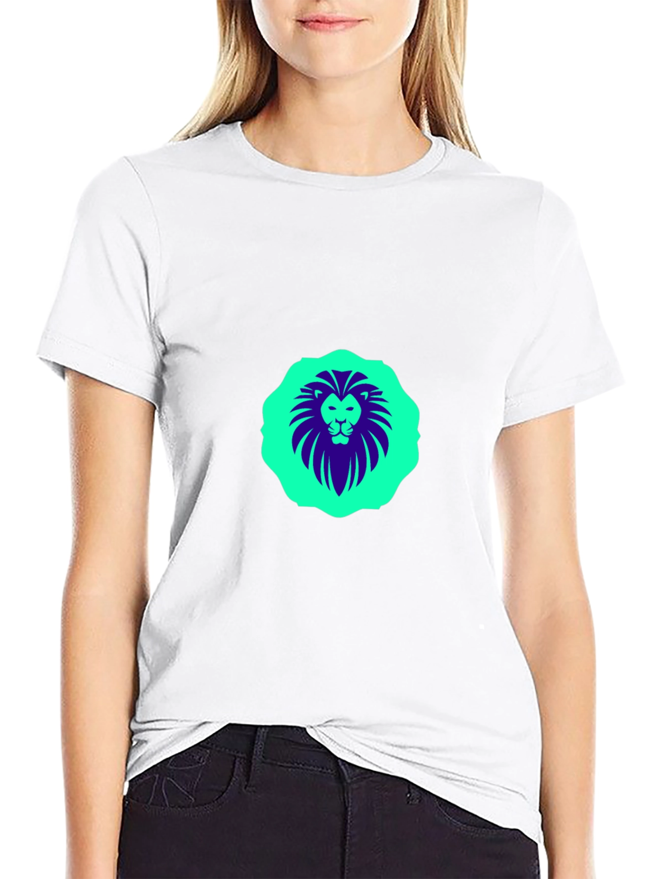 Lion Graphic Print Black Crew Neck T-Shirt