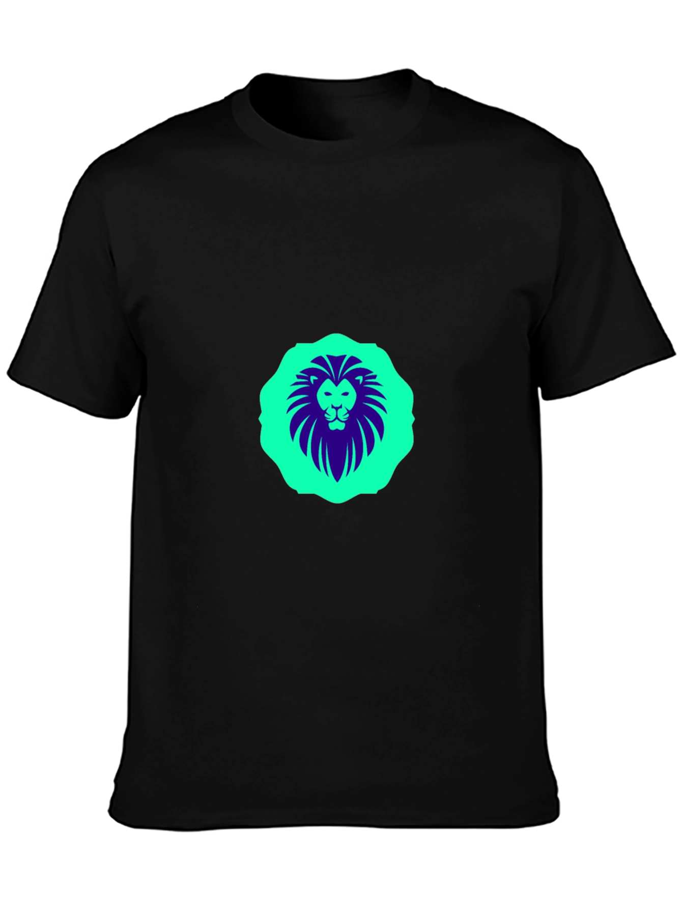 Lion Graphic Print Black Crew Neck T-Shirt