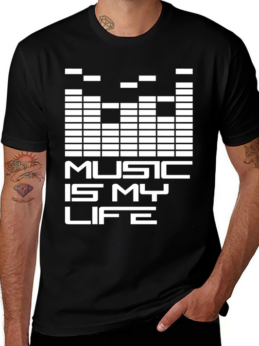 Music is My Life Graphic Tee - Black