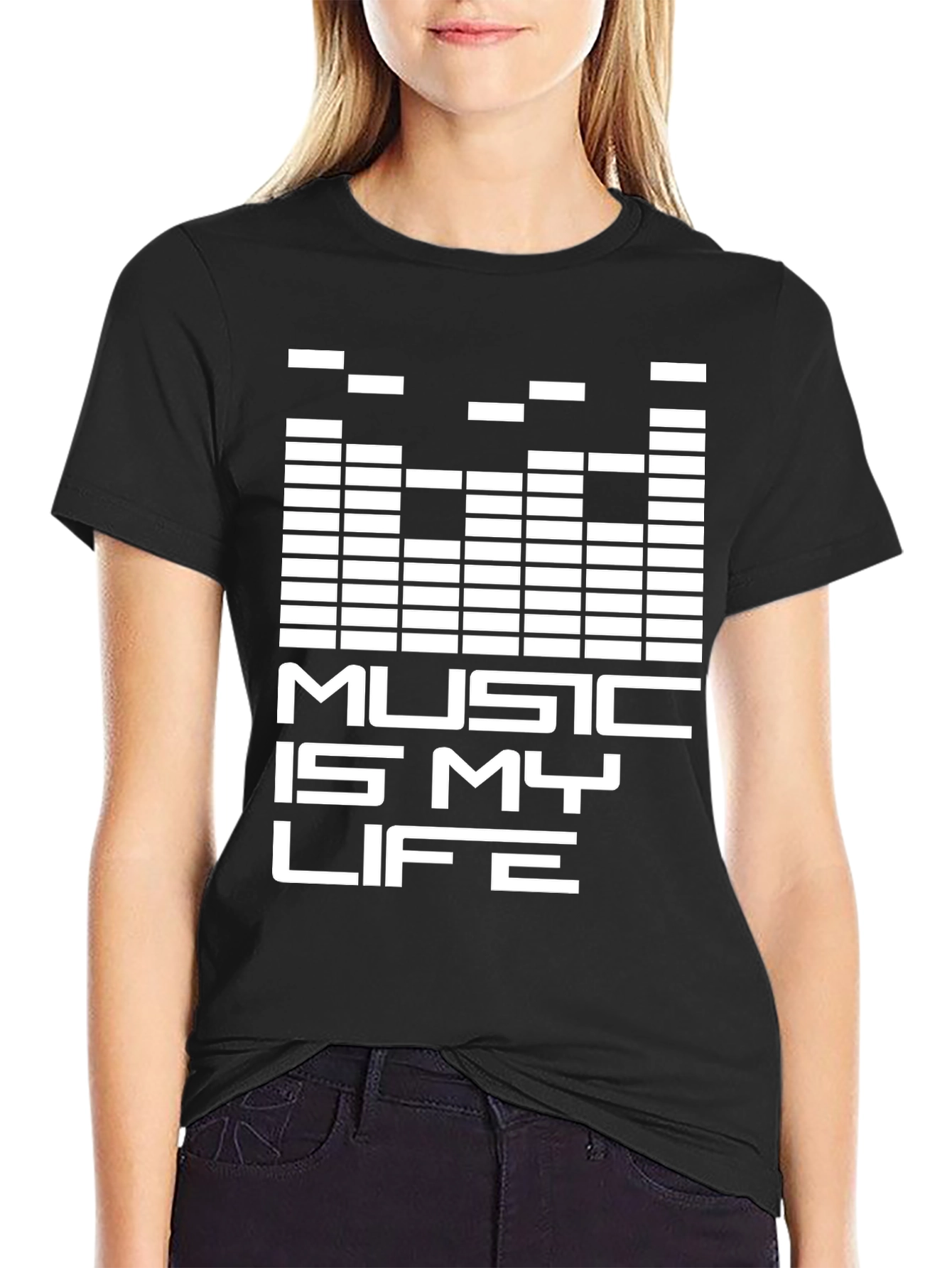 Music is My Life Graphic Tee - Black