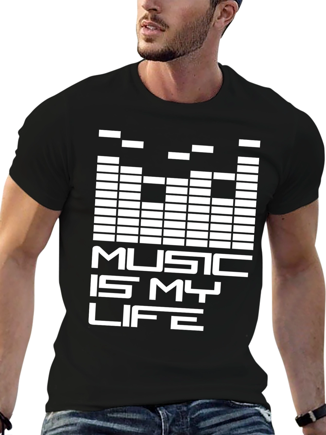 Music is My Life Graphic Tee - Black