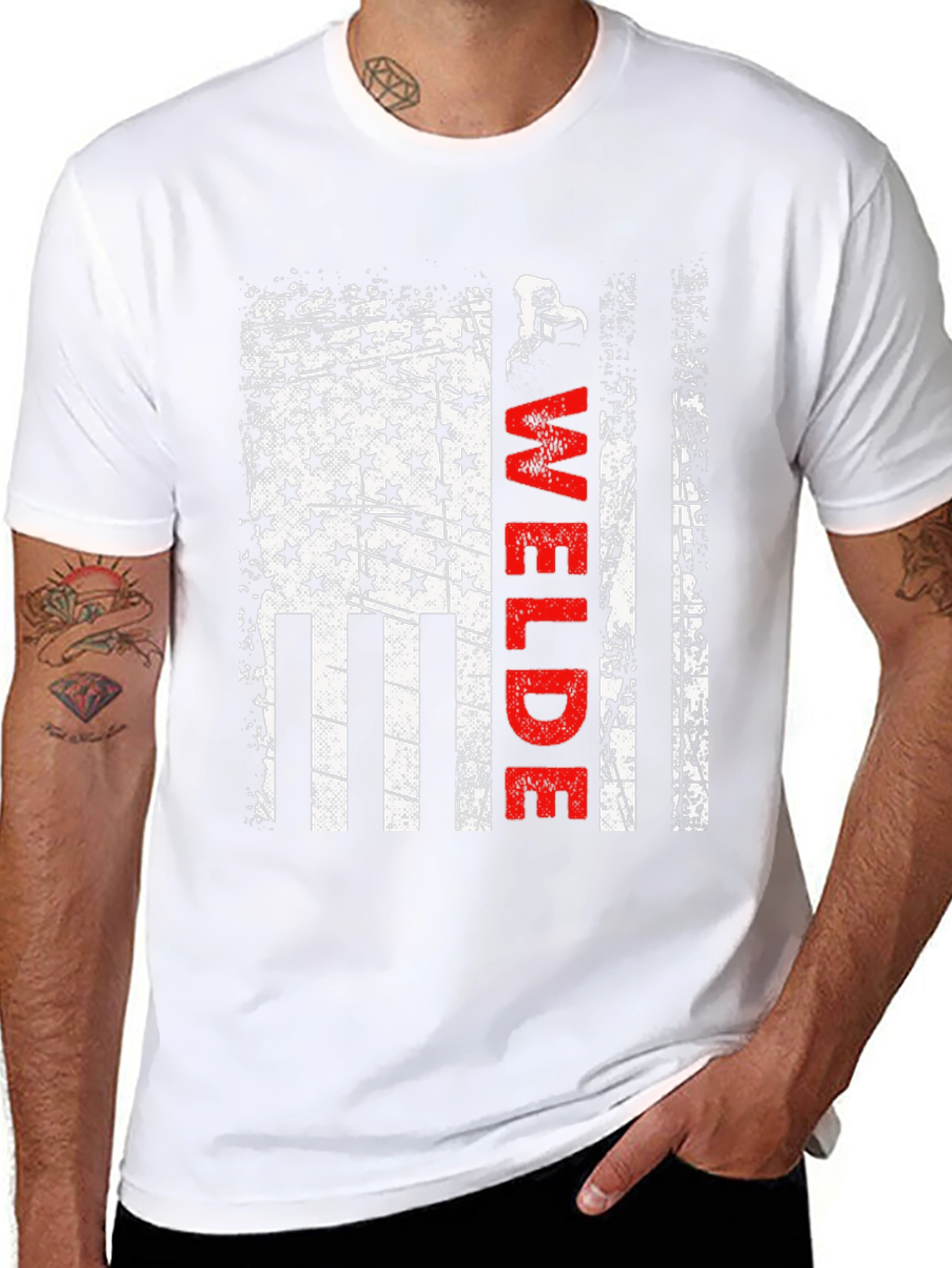 Welder American Flag T-Shirt Patriotic Welding Tee