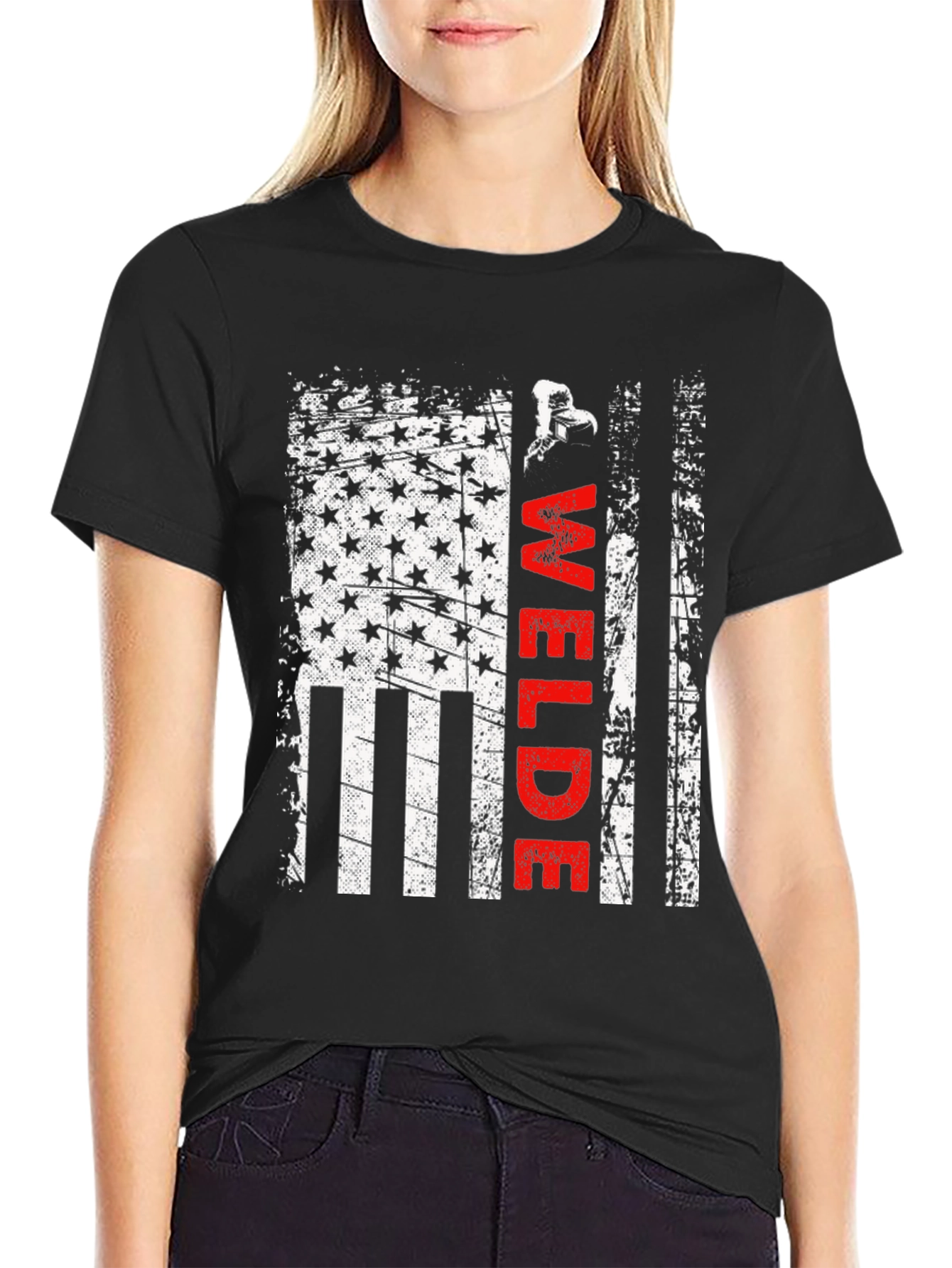 Welder American Flag T-Shirt Patriotic Welding Tee