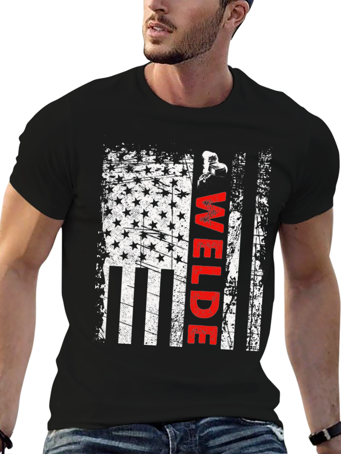 Welder American Flag T-Shirt Patriotic Welding Tee