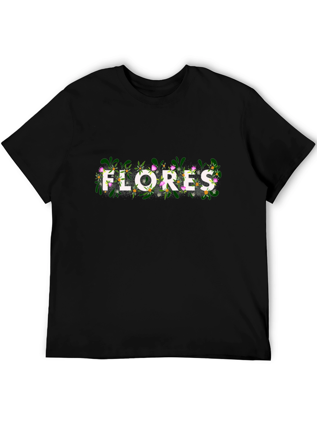 Floral Flores Graphic Black T-Shirt