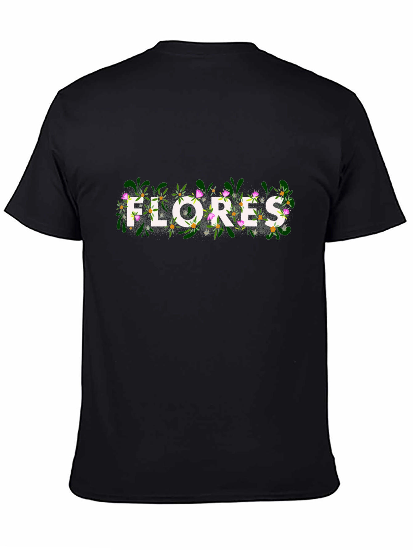 Floral Flores Graphic Black T-Shirt