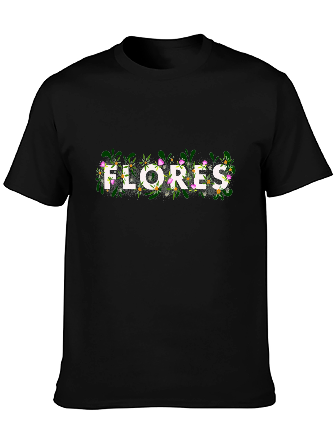 Floral Flores Graphic Black T-Shirt