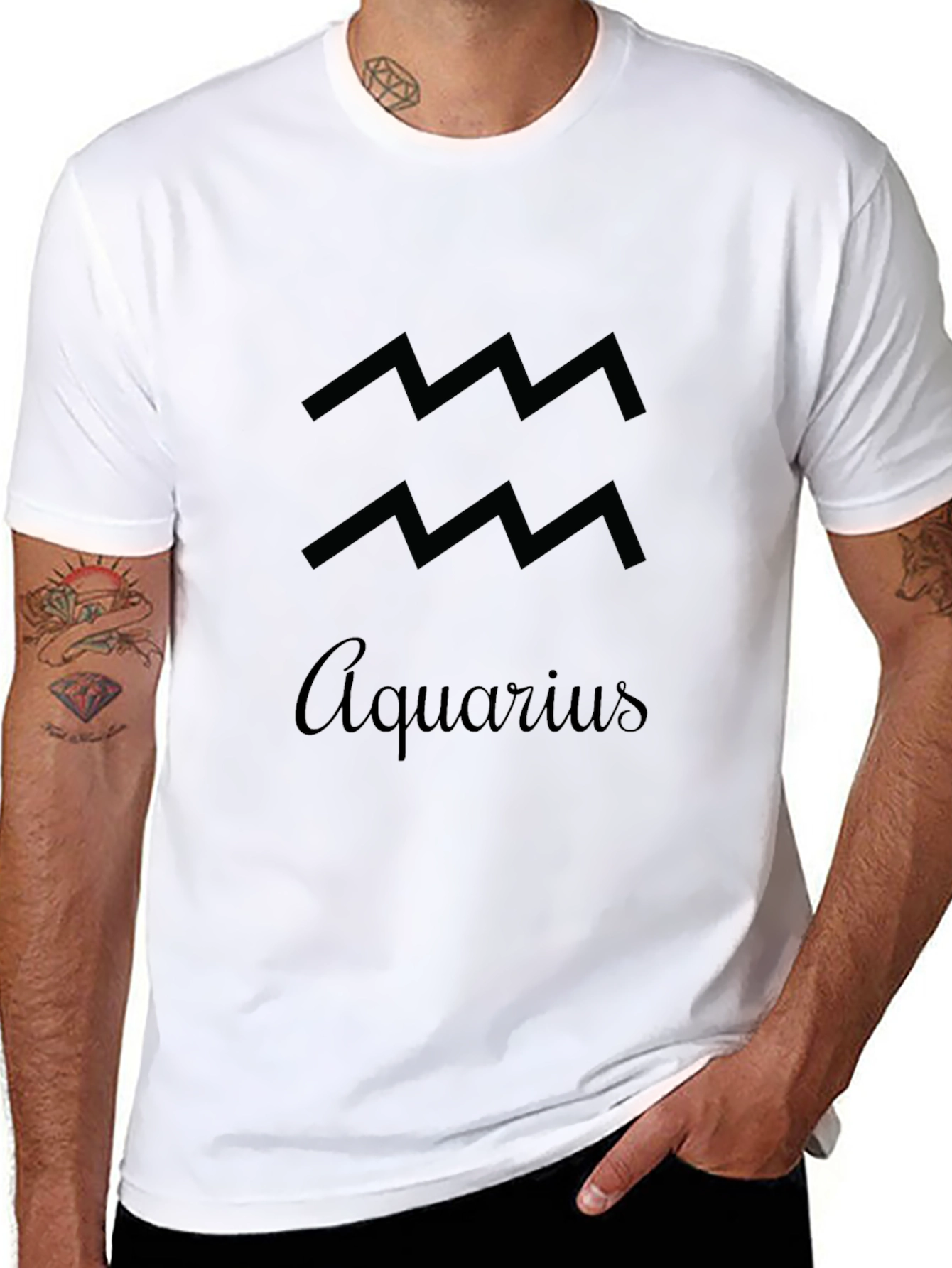 Aquarius Zodiac Sign Black T-Shirt