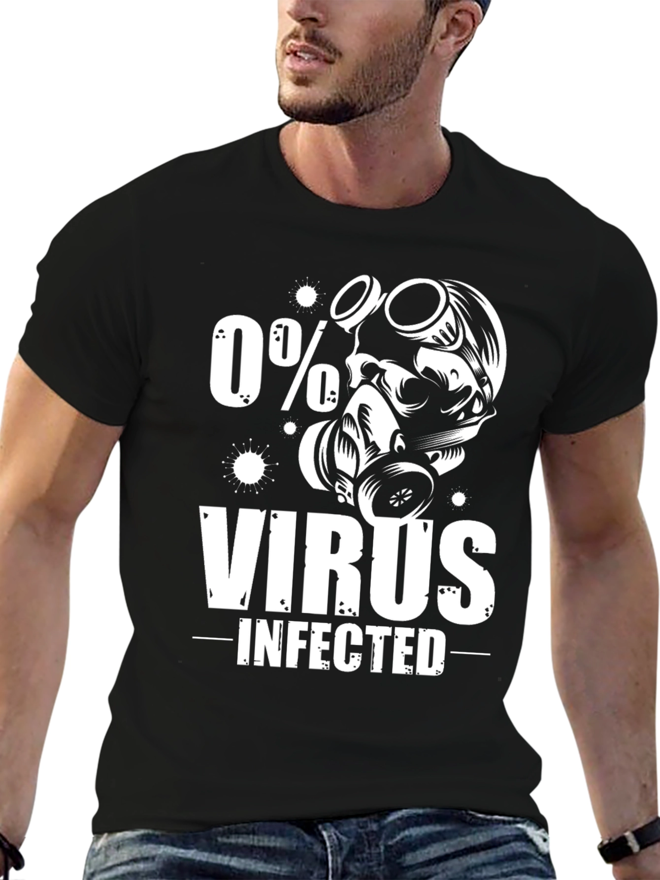 0% Virus Infected Graphic Tee - Black