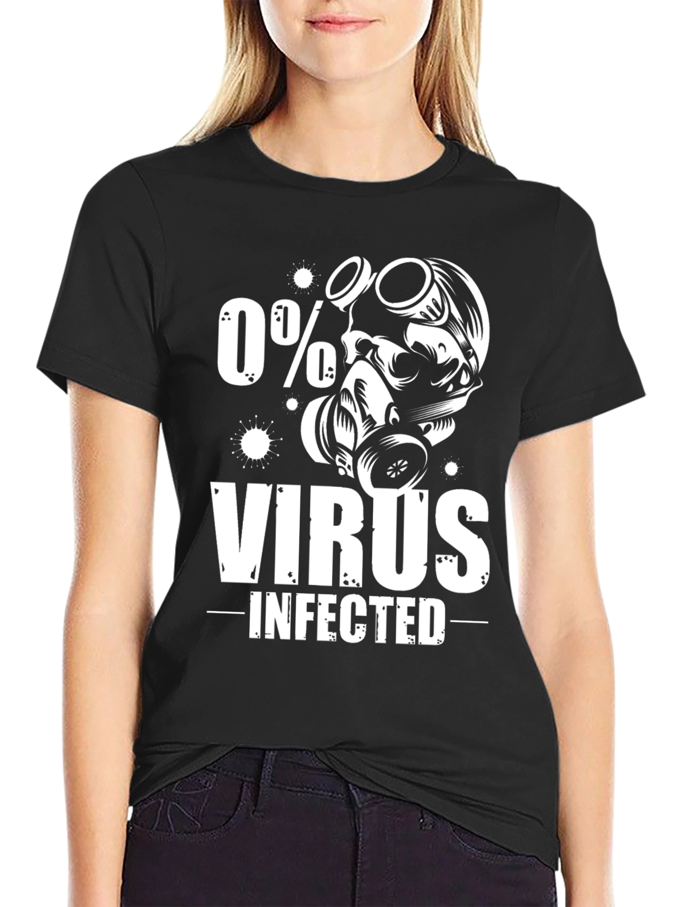 0% Virus Infected Graphic Tee - Black