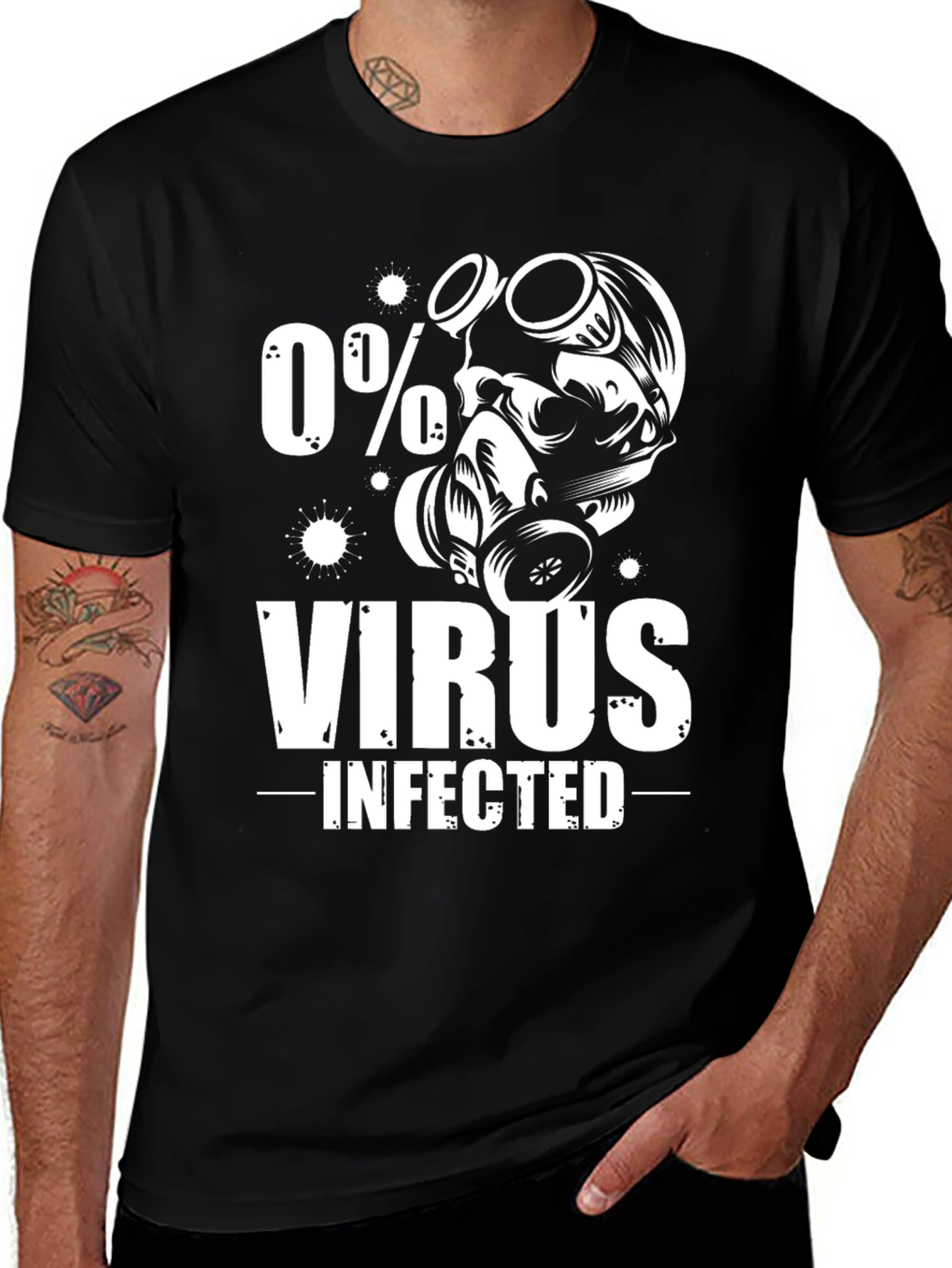 0% Virus Infected Graphic Tee - Black