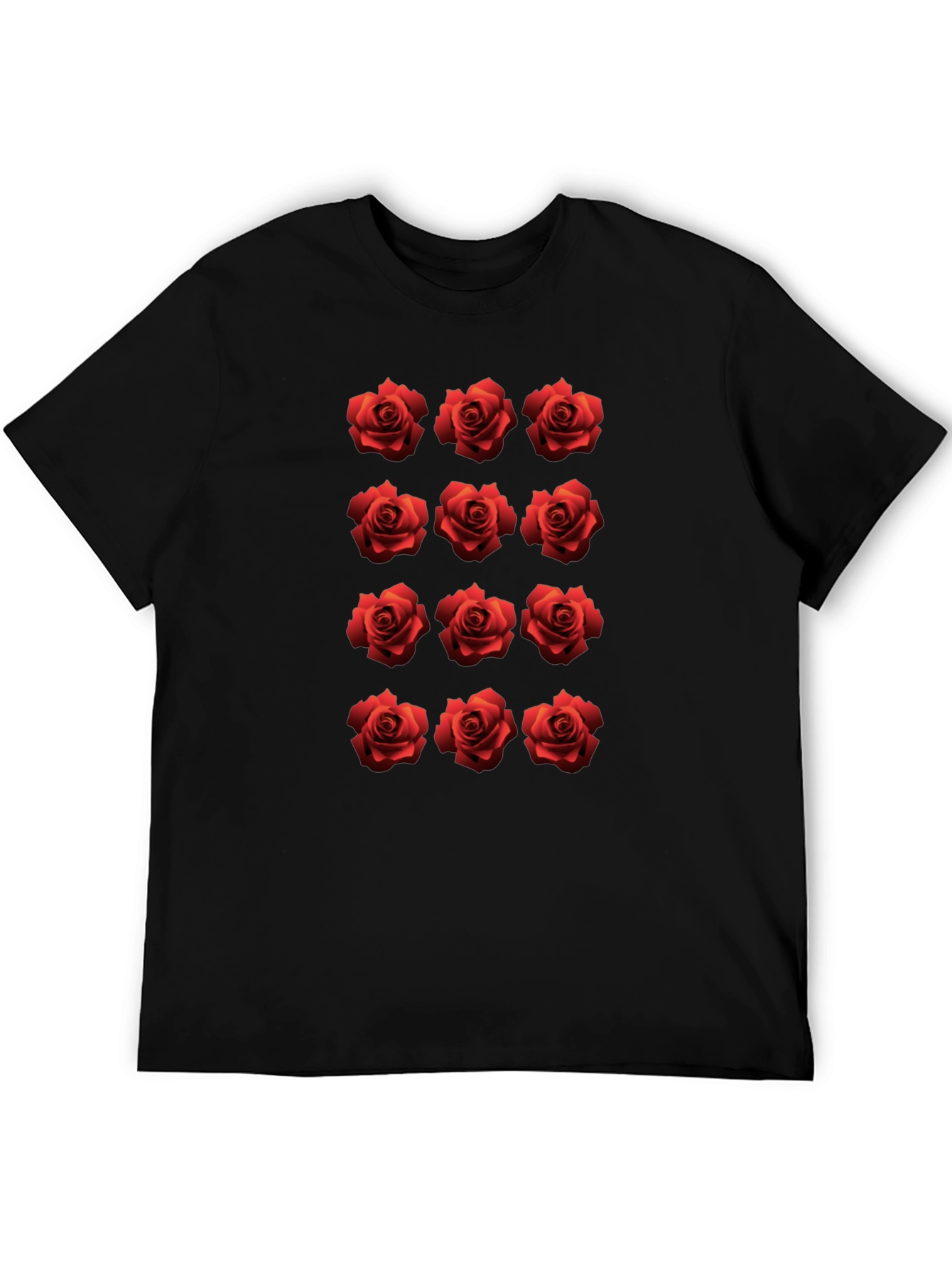 Rose Pattern Black T-Shirt
