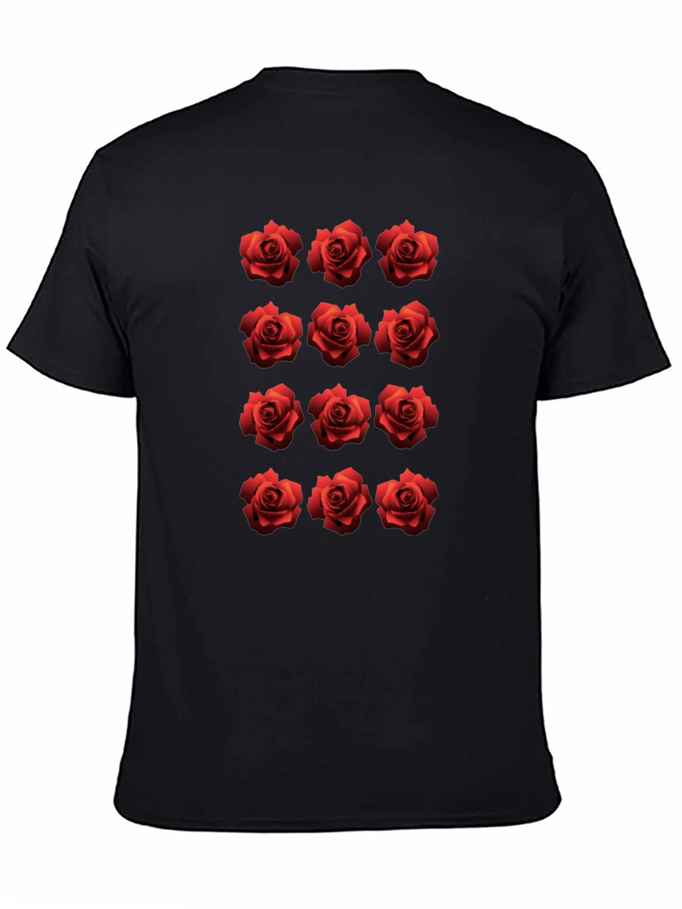 Rose Pattern Black T-Shirt