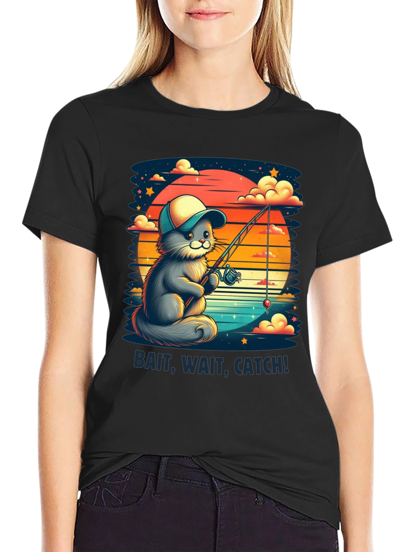Bait Wait Catch Cat Fishing T-Shirt