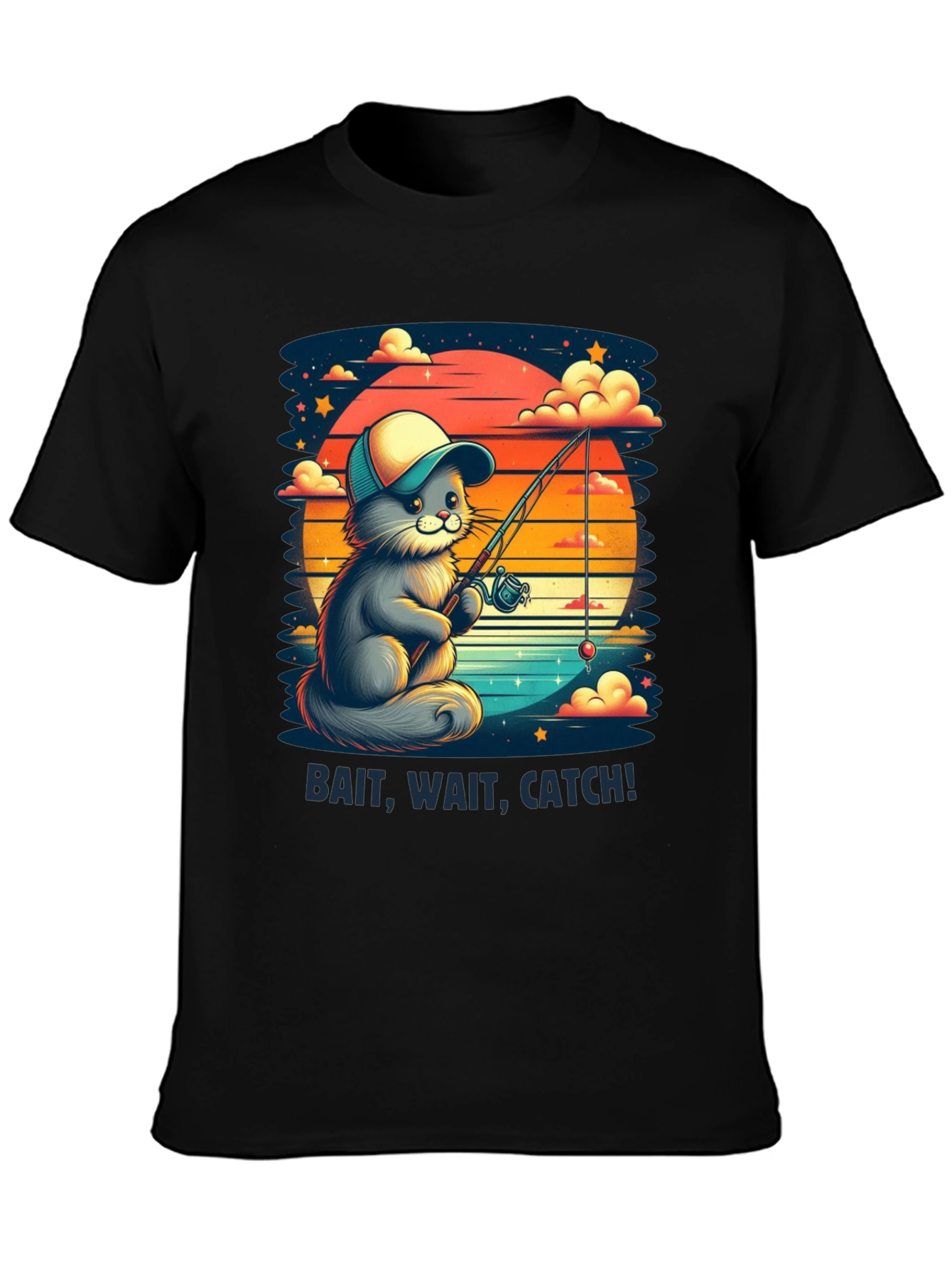 Bait Wait Catch Cat Fishing T-Shirt