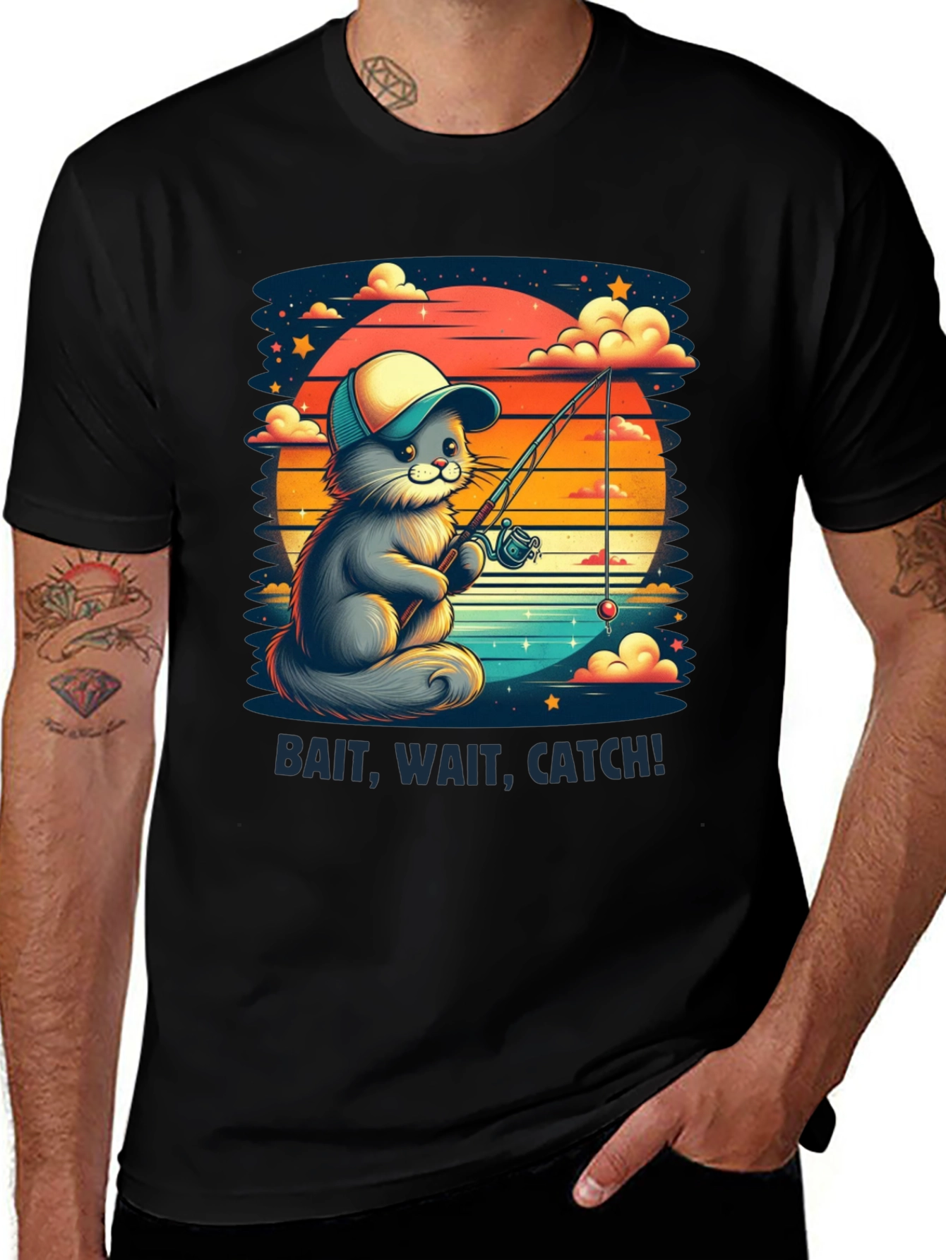 Bait Wait Catch Cat Fishing T-Shirt