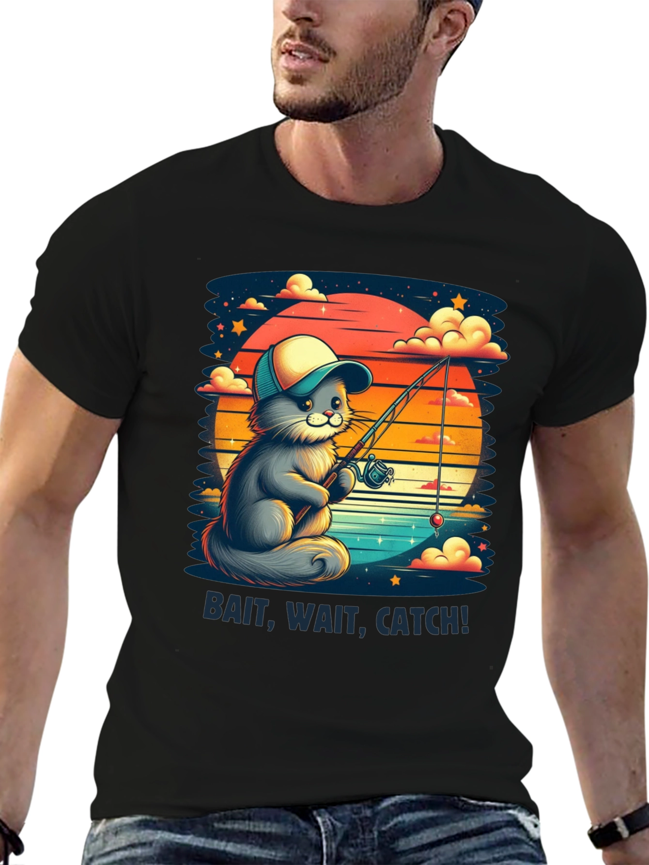 Bait Wait Catch Cat Fishing T-Shirt