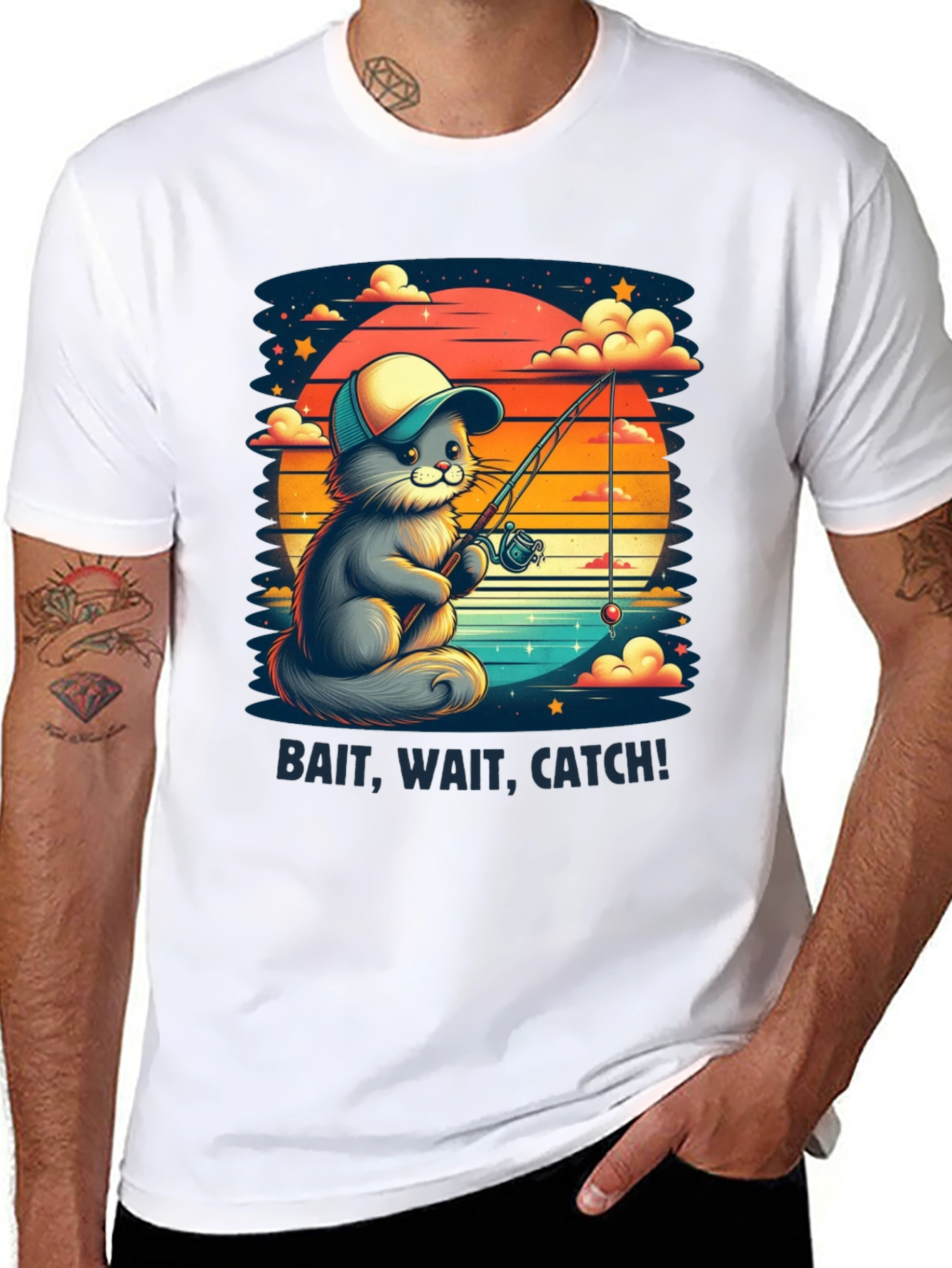 Bait Wait Catch Cat Fishing T-Shirt