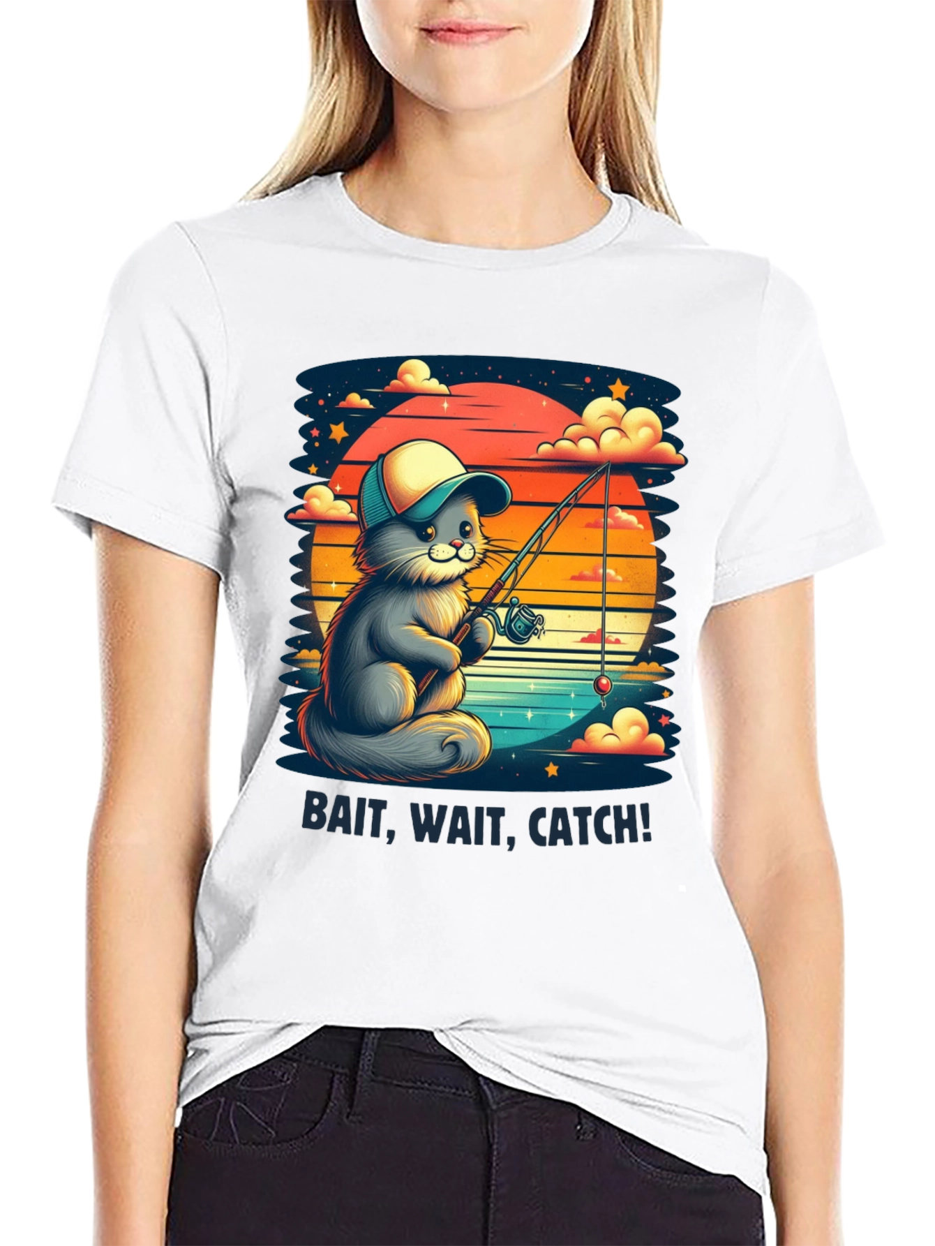 Bait Wait Catch Cat Fishing T-Shirt