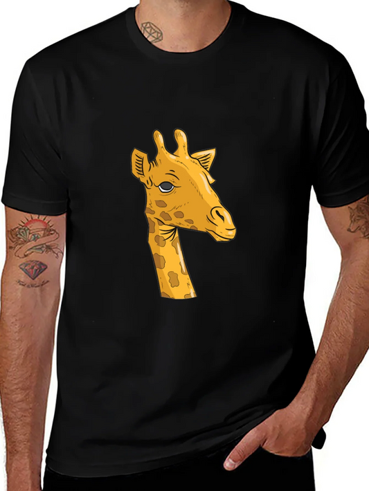 Giraffe Graphic Tee - Black Cotton T-Shirt