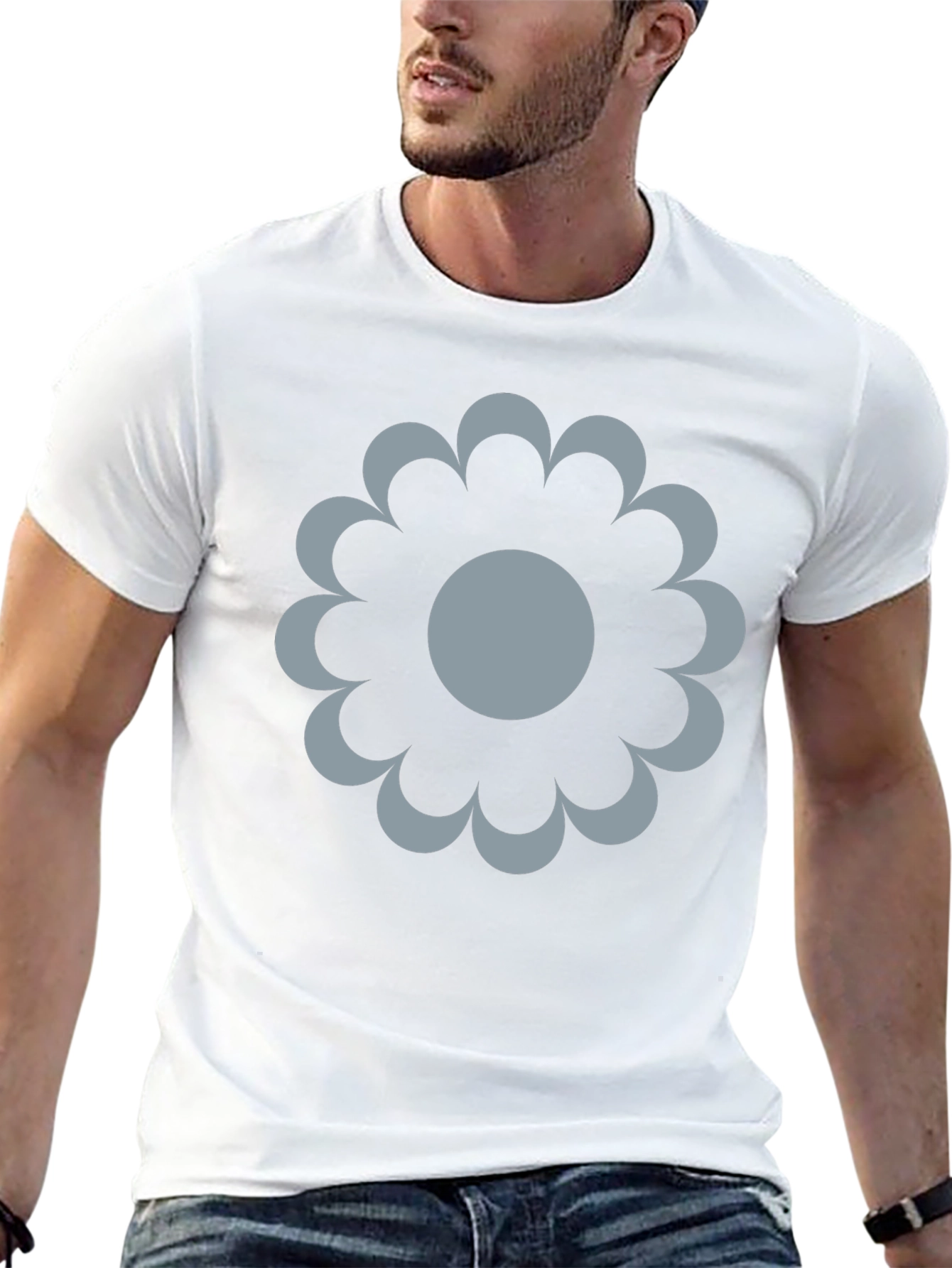 Modern Flower Graphic Black T-Shirt