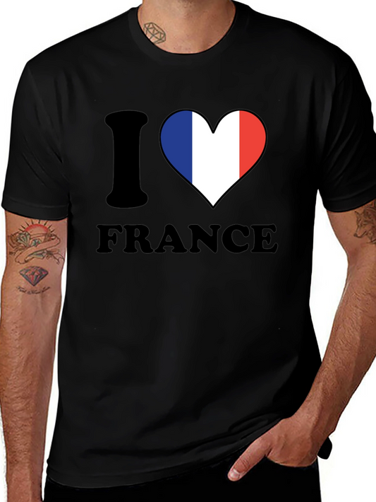 I Love France T-Shirt - French Flag Heart Tee