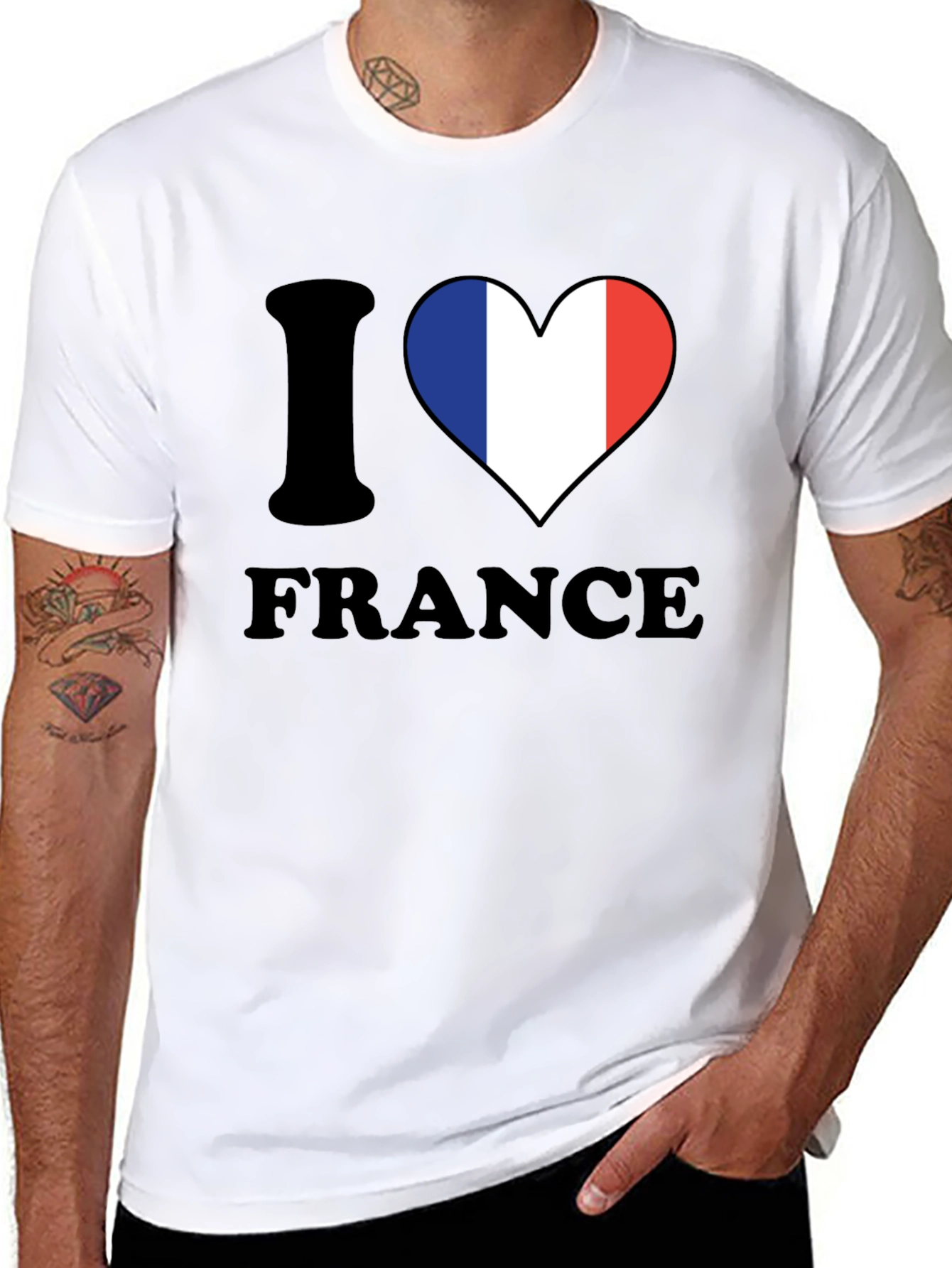 I Love France T-Shirt - French Flag Heart Tee