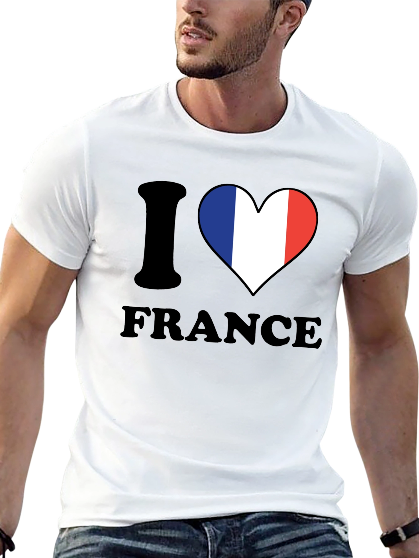 I Love France T-Shirt - French Flag Heart Tee