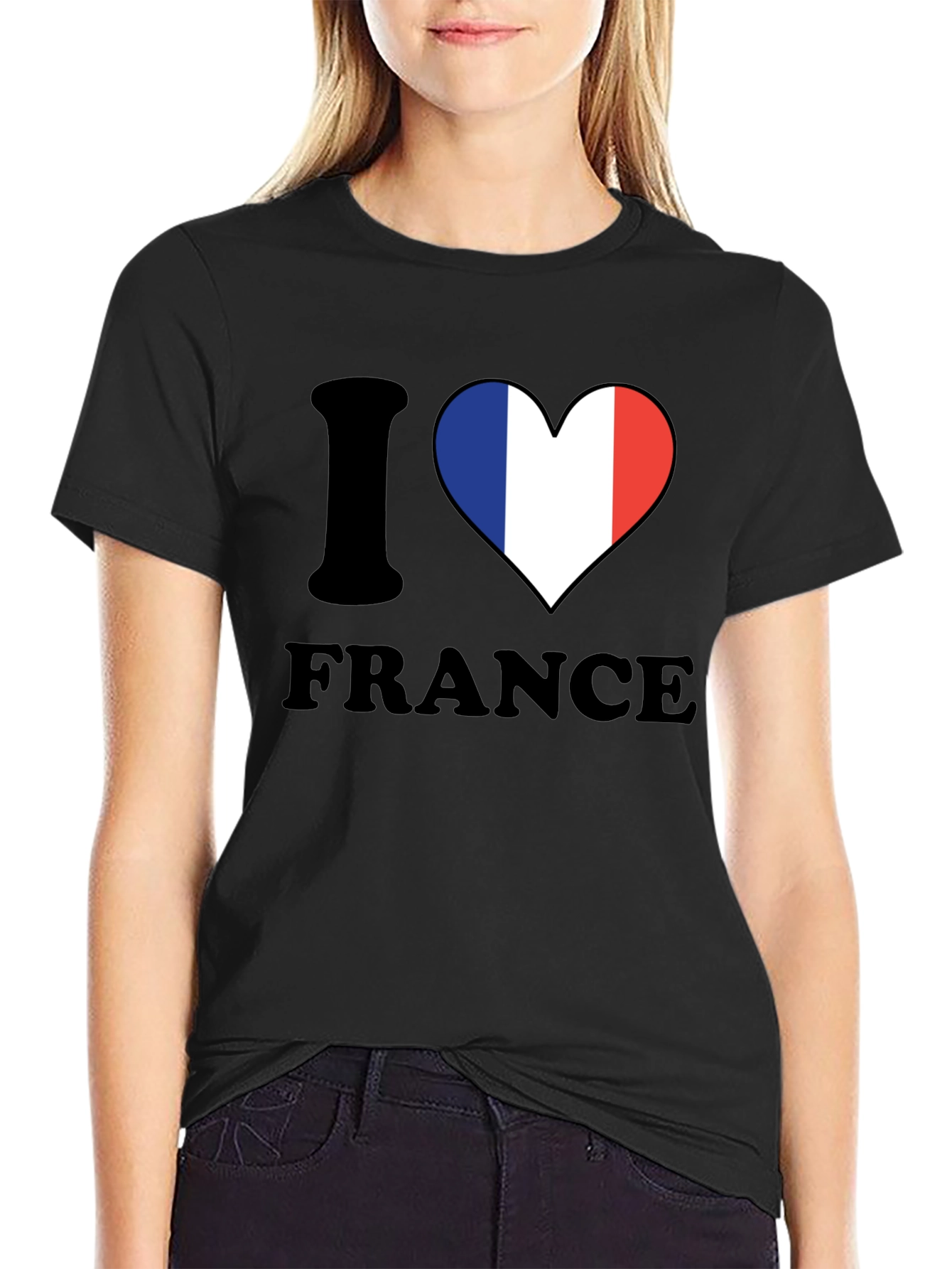 I Love France T-Shirt - French Flag Heart Tee