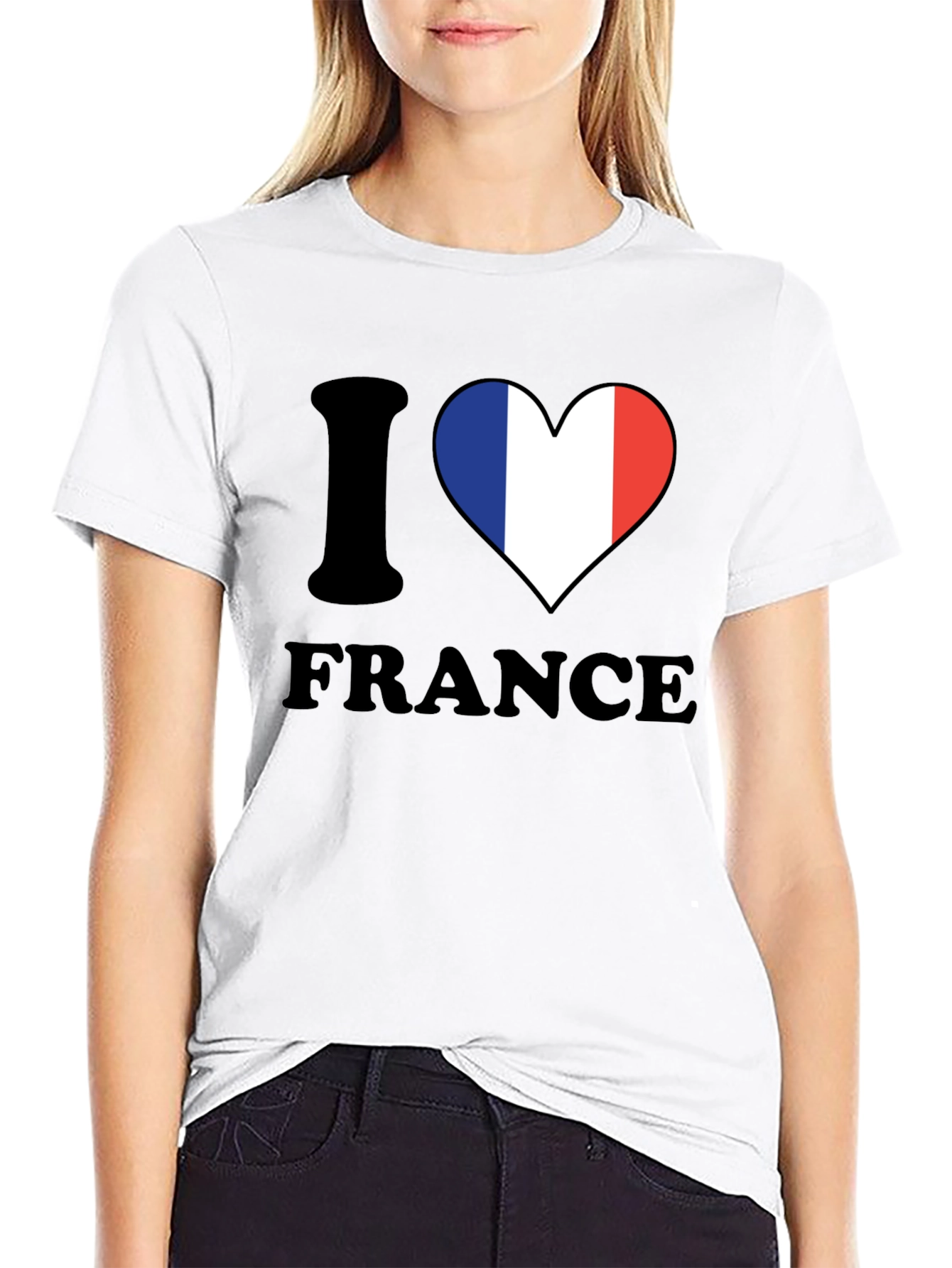 I Love France T-Shirt - French Flag Heart Tee