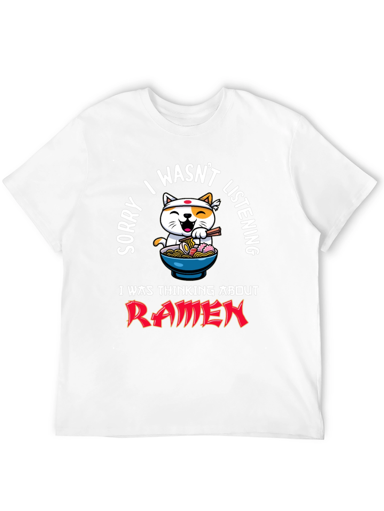 Ramen Cat Graphic Tee - Funny Mens Black T-Shirt