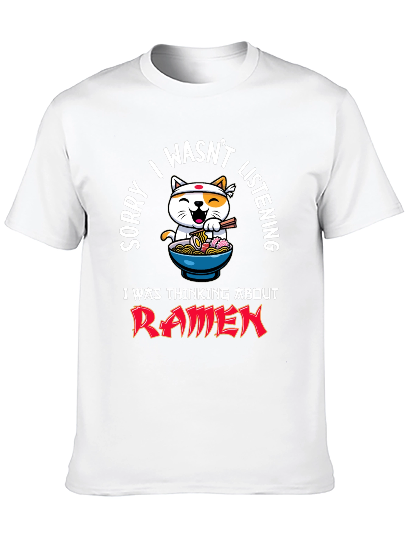 Ramen Cat Graphic Tee - Funny Mens Black T-Shirt